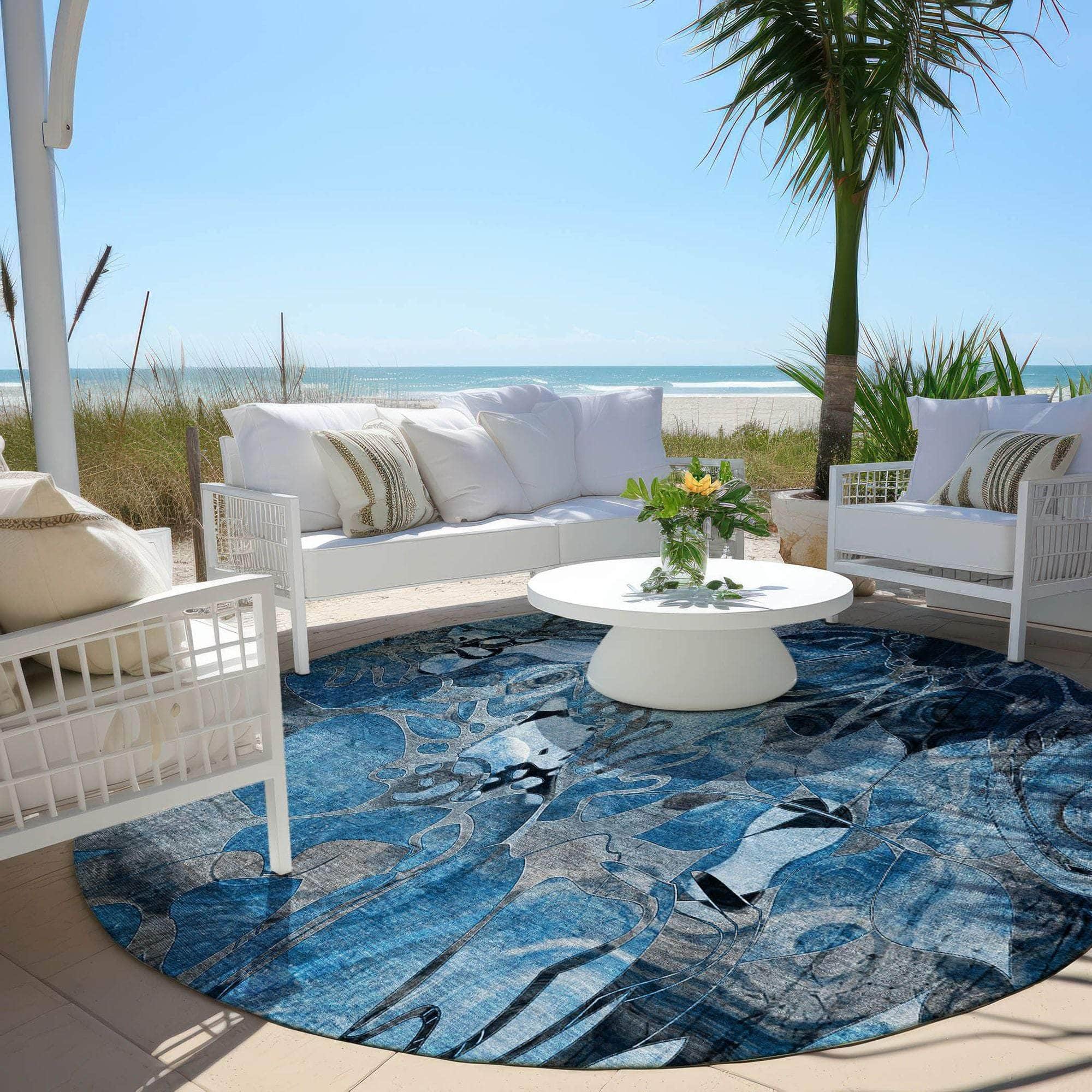 Machine Made ACN558 Blue  Rugs 