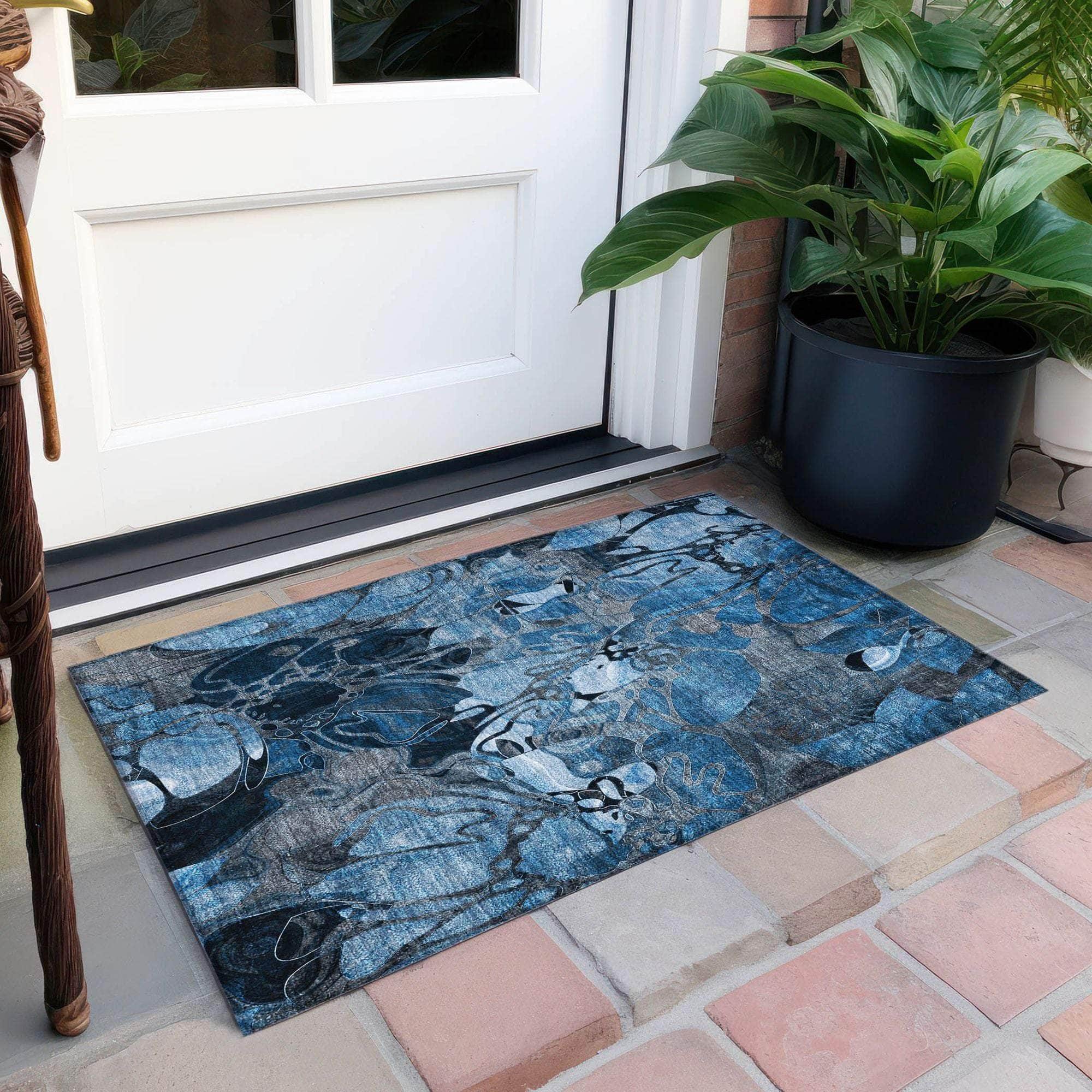 Machine Made ACN558 Blue  Rugs 