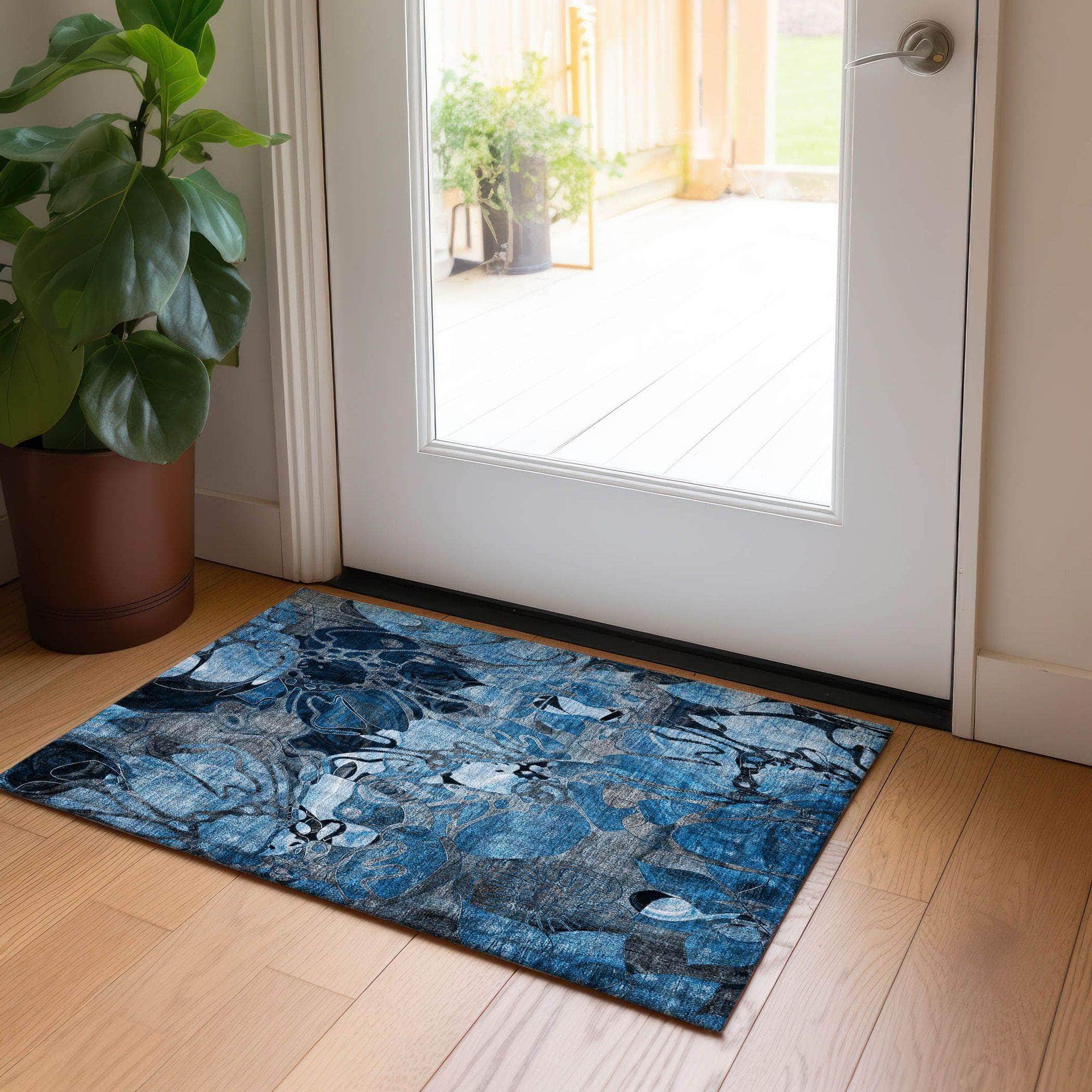 Machine Made ACN558 Blue  Rugs 