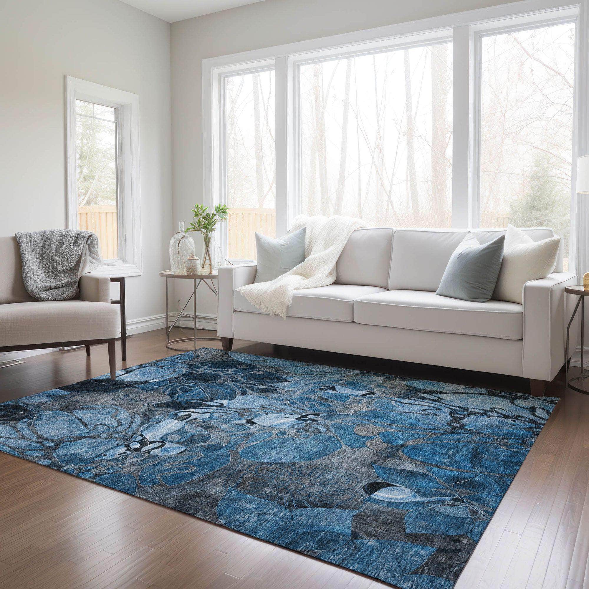 Machine Made ACN558 Blue  Rugs 