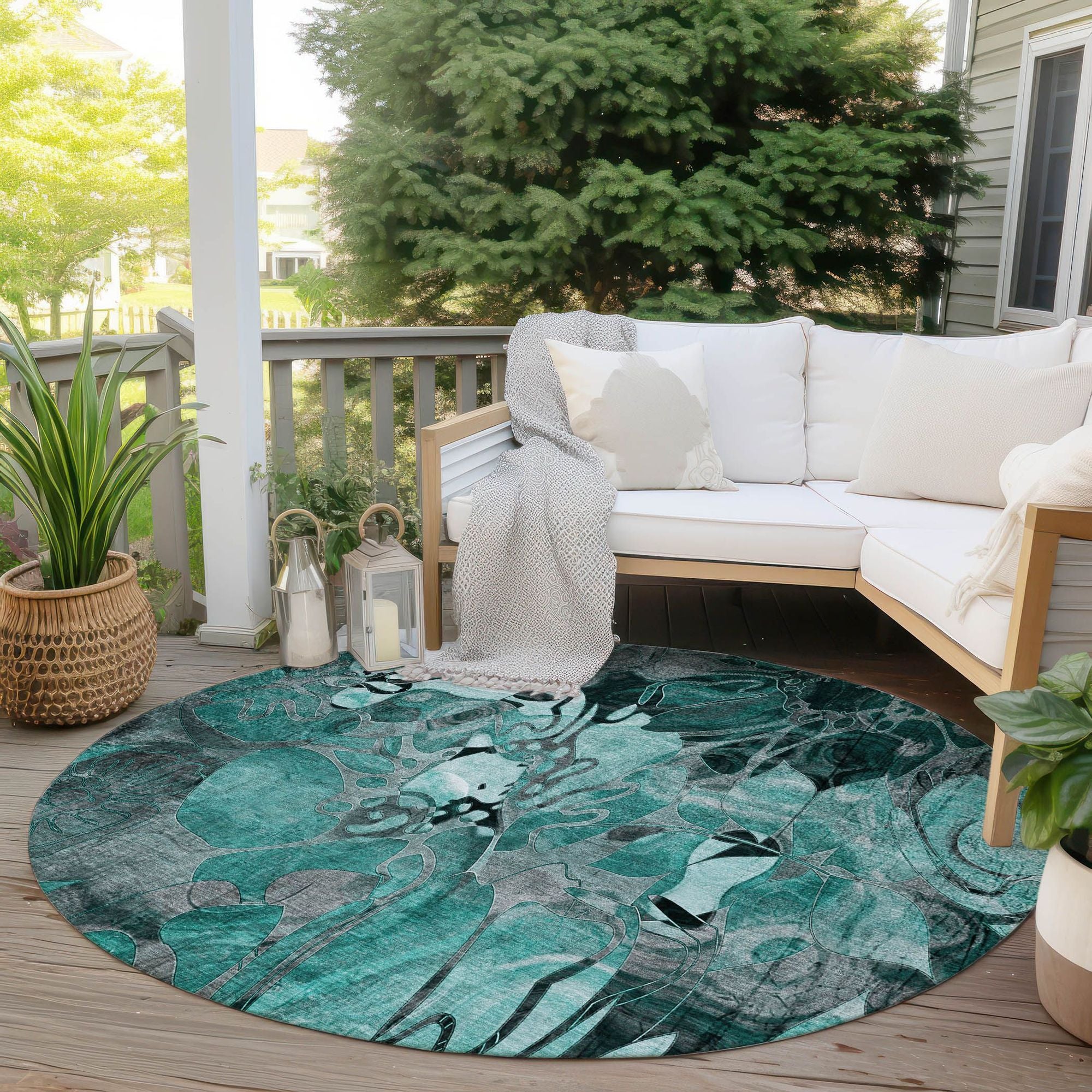Machine Made ACN558 Teal  Rugs 