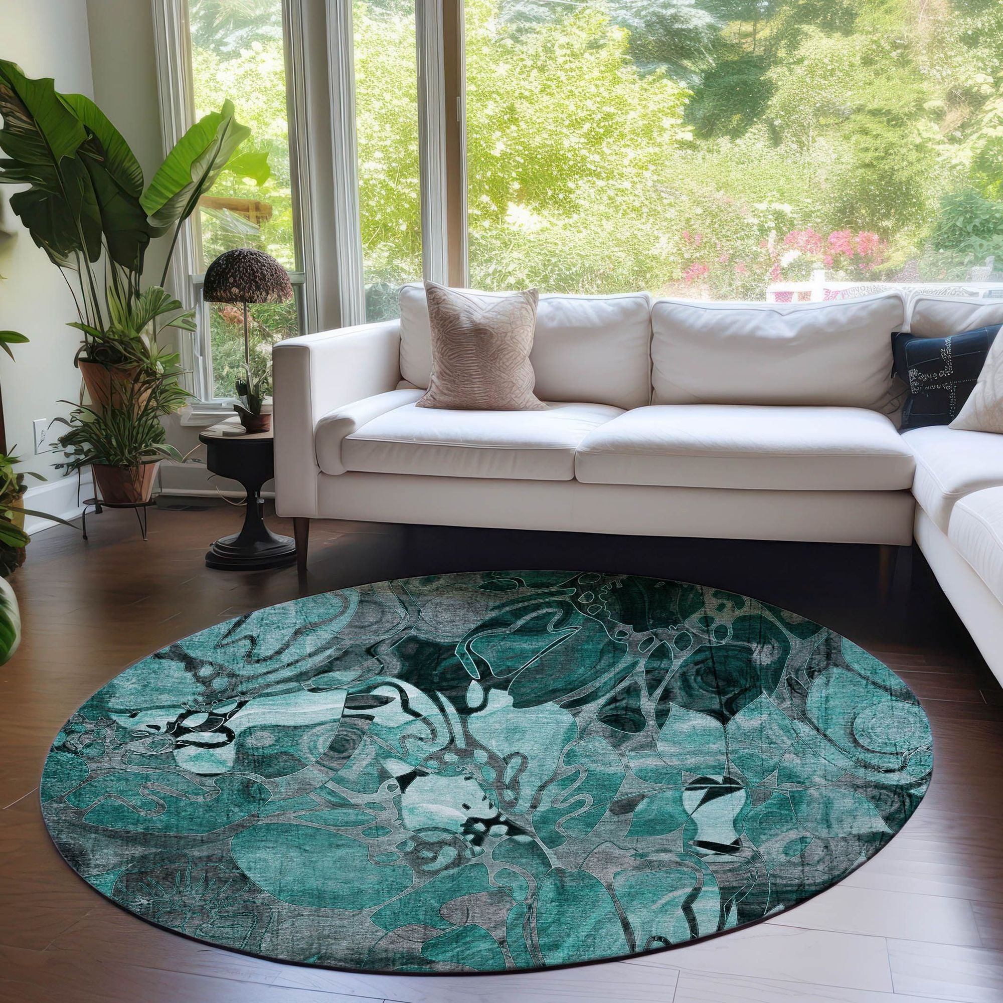 Machine Made ACN558 Teal  Rugs 