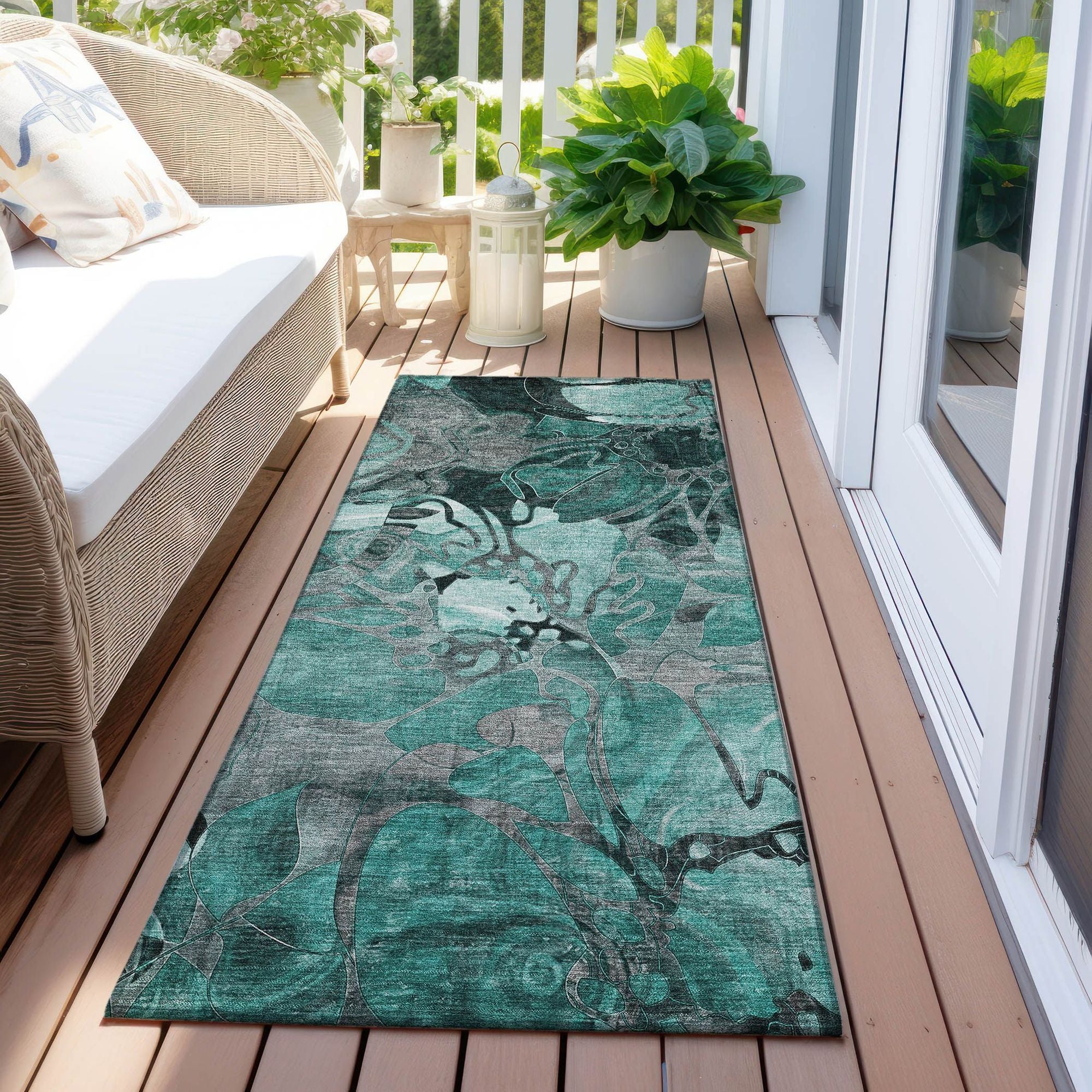 Machine Made ACN558 Teal  Rugs 