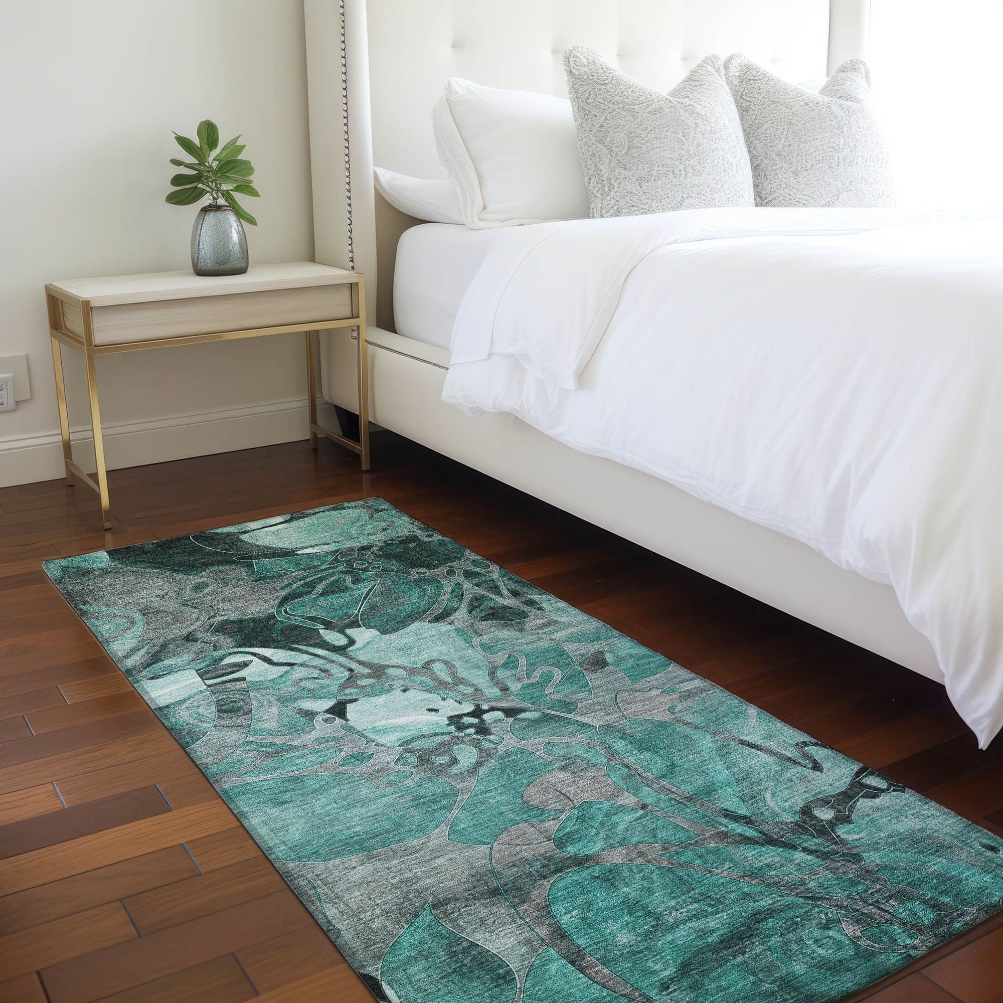 Machine Made ACN558 Teal  Rugs 