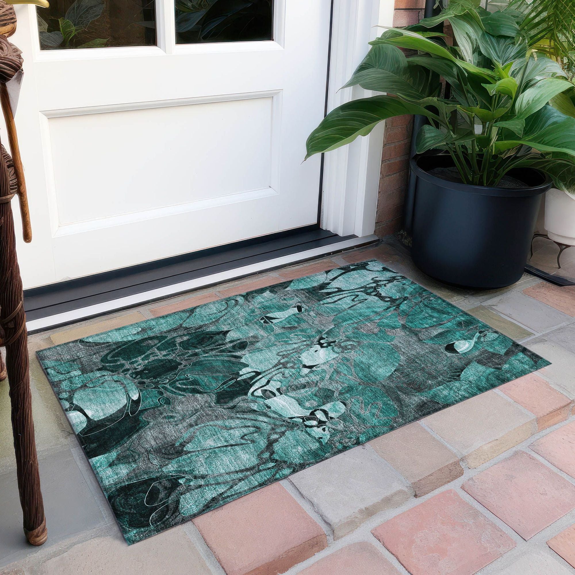 Machine Made ACN558 Teal  Rugs 
