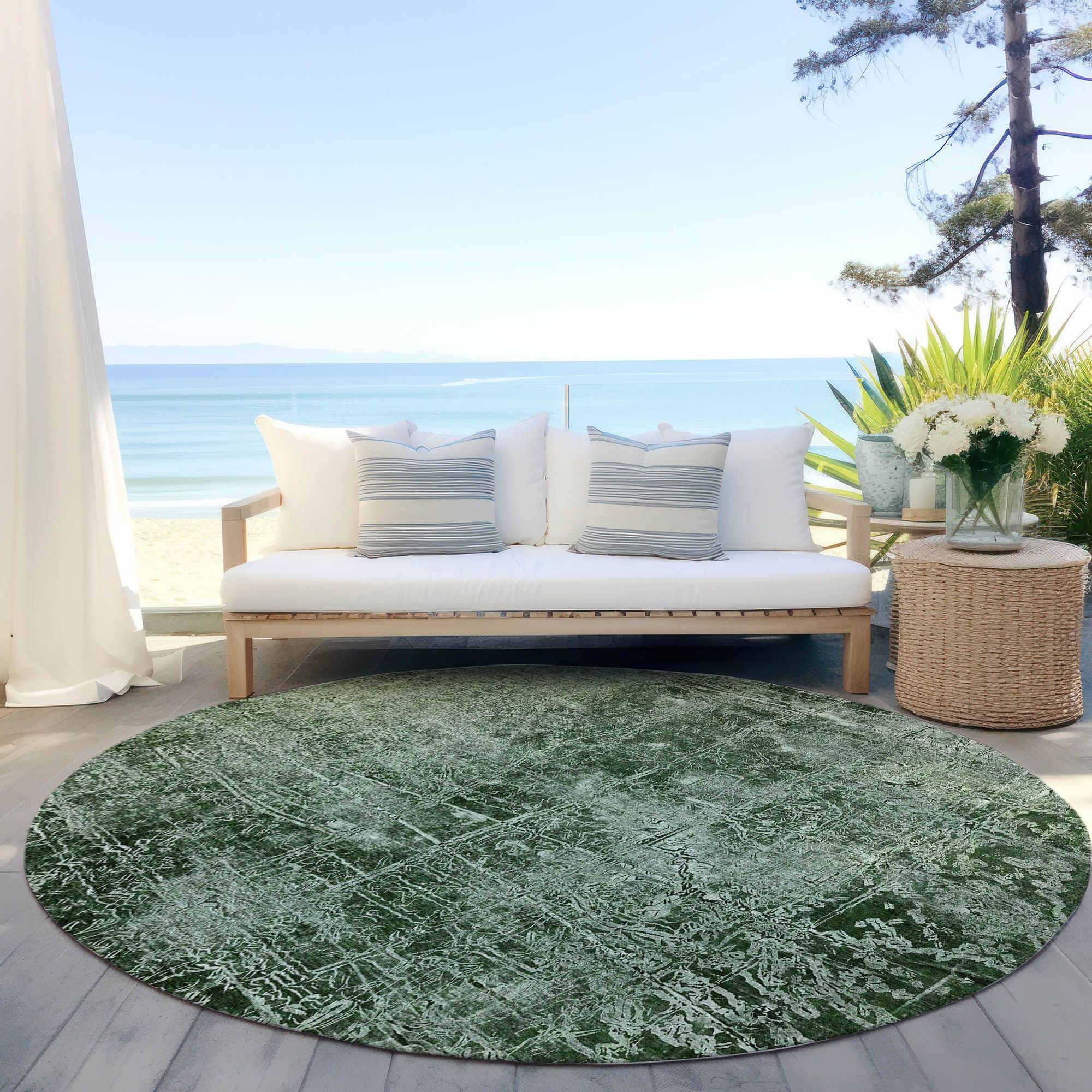Machine Made ACN559 Emerald Green Rugs 