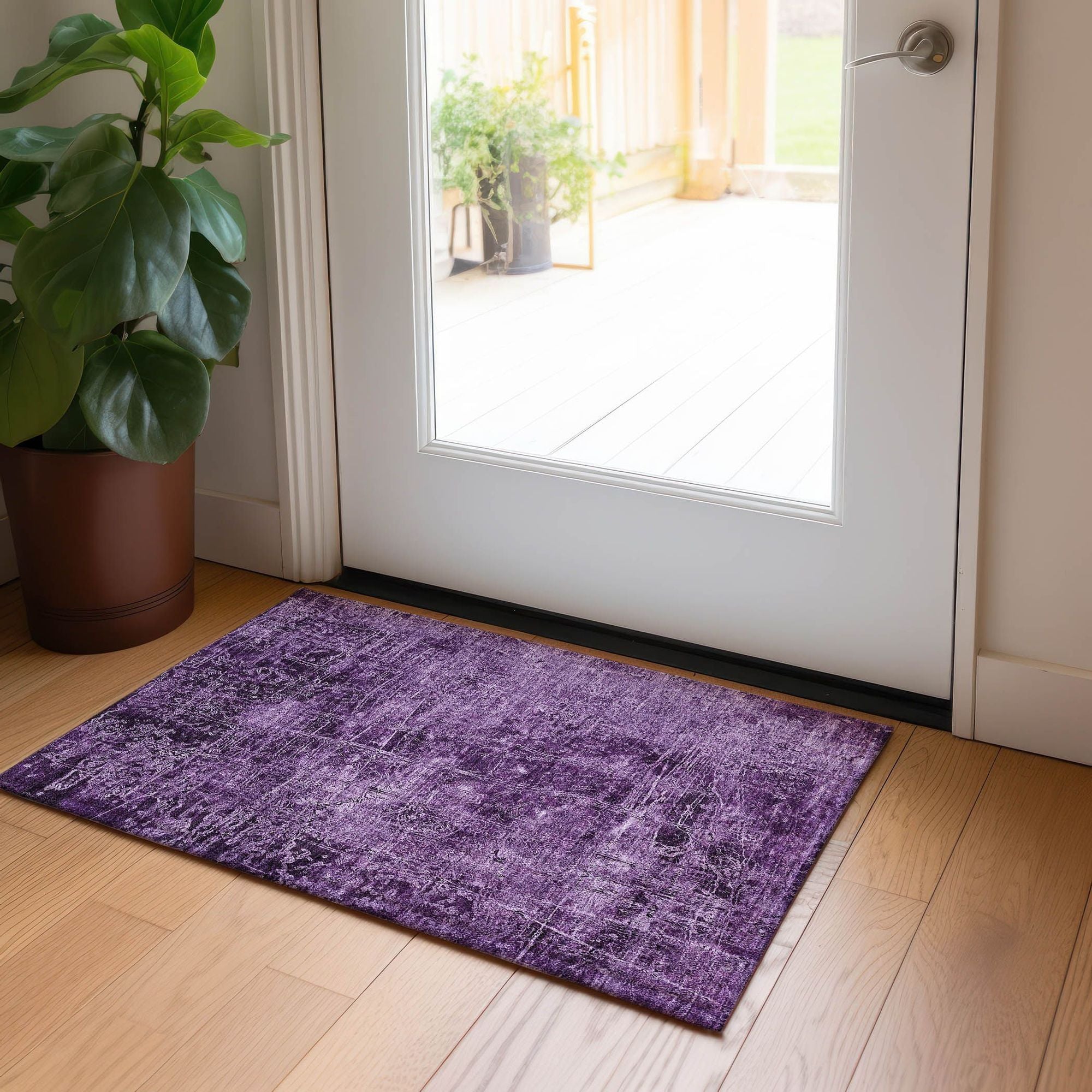 Machine Made ACN559 Purple  Rugs 