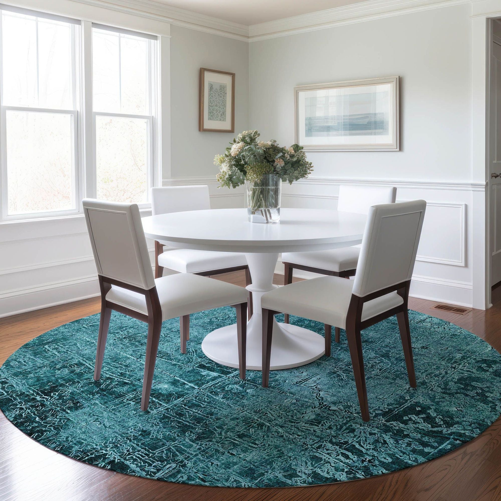 Machine Made ACN559 Teal  Rugs 