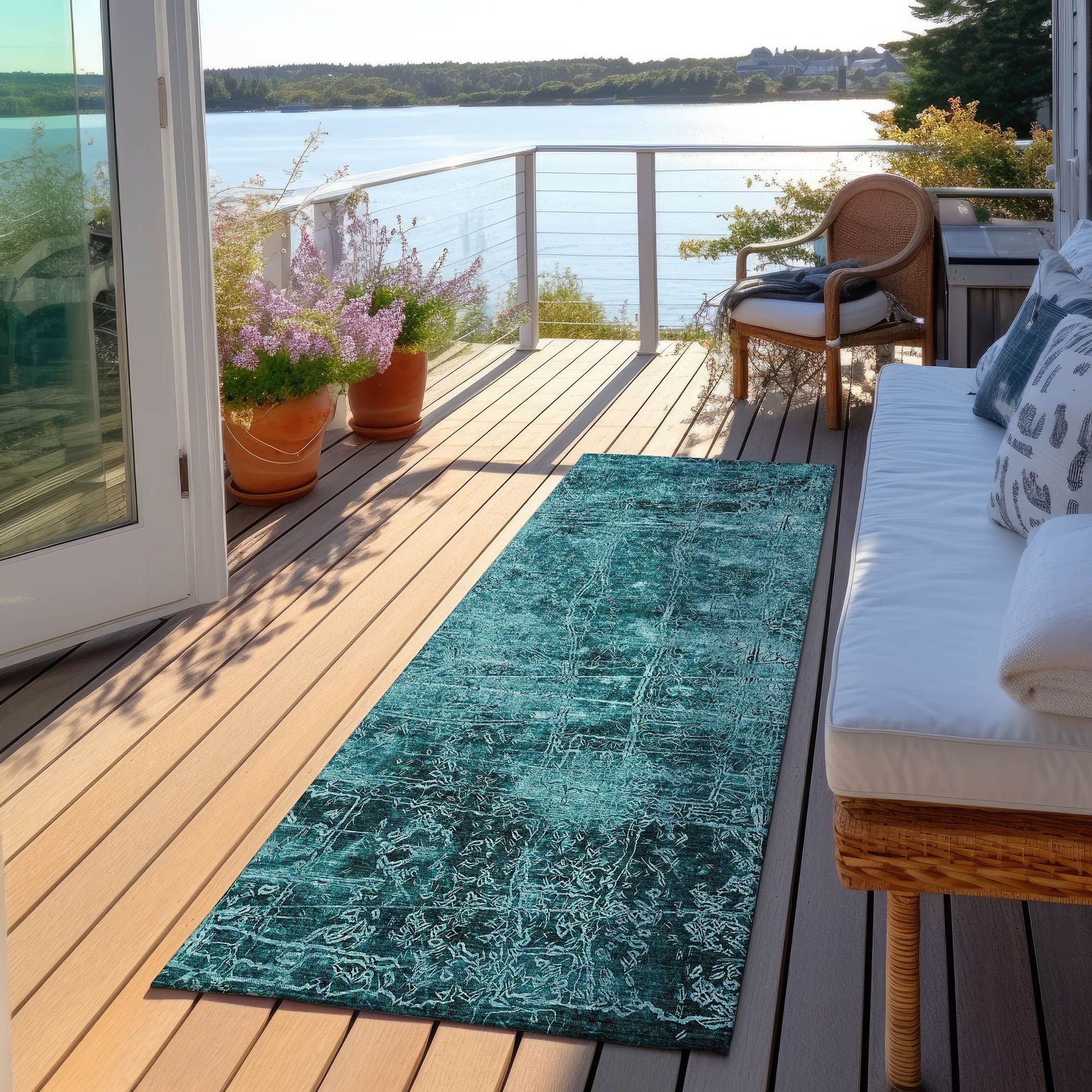 Machine Made ACN559 Teal  Rugs 