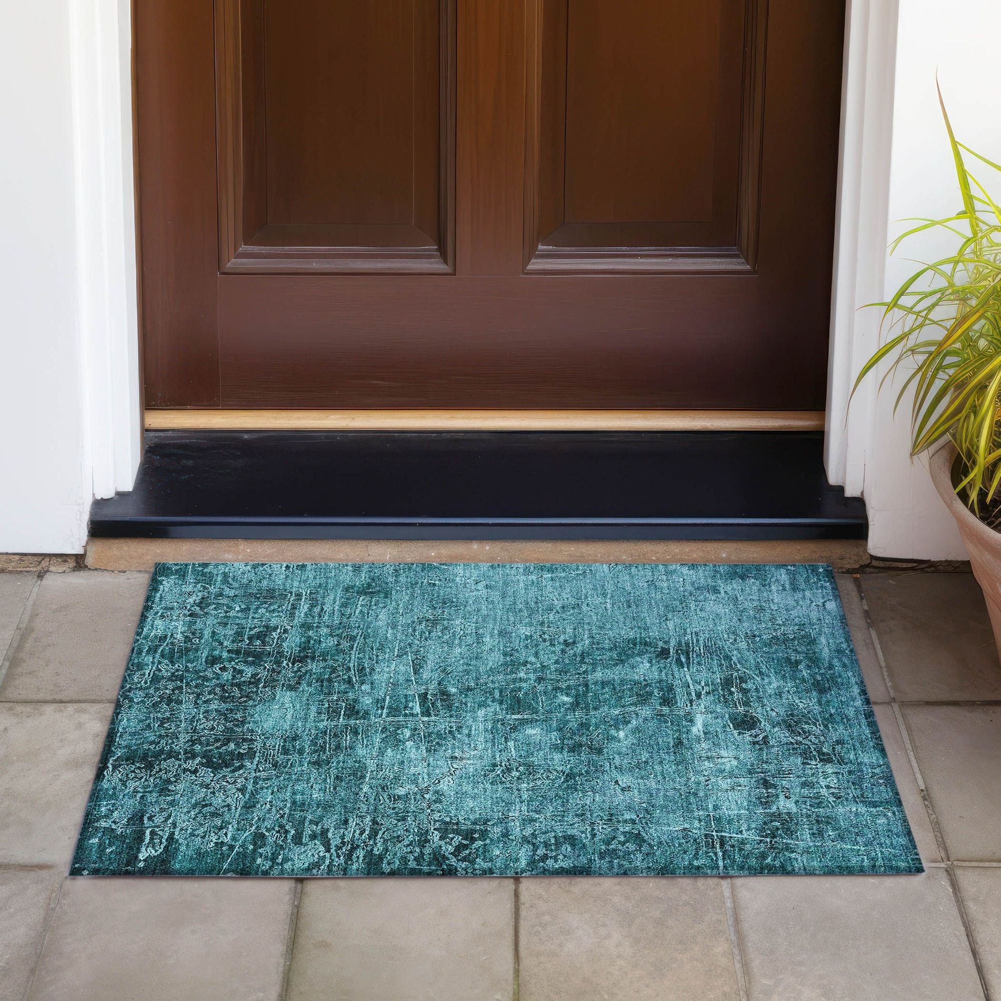 Machine Made ACN559 Teal  Rugs 