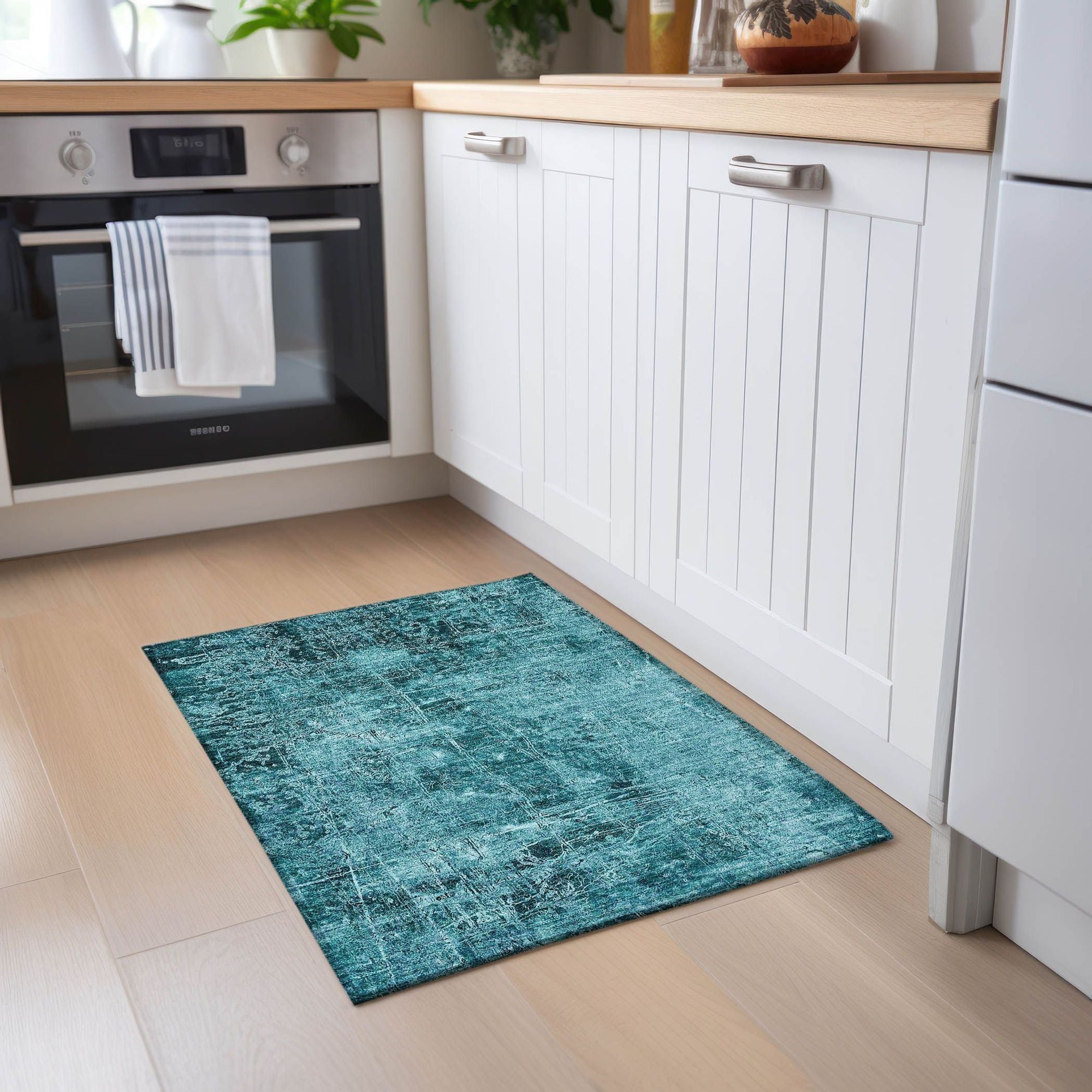 Machine Made ACN559 Teal  Rugs 