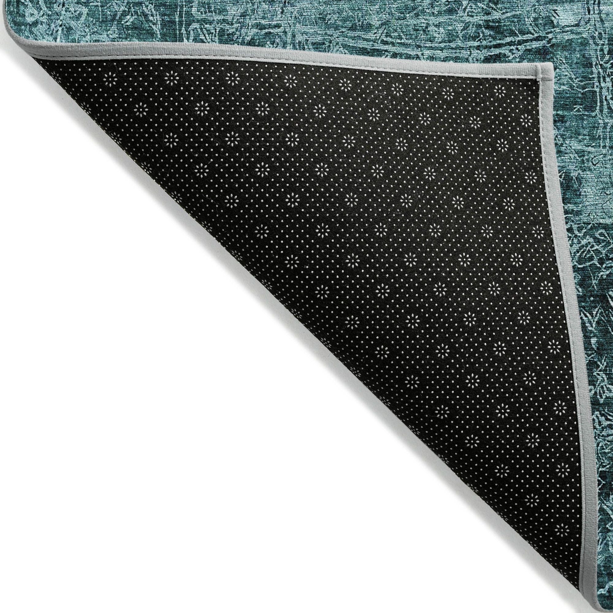 Machine Made ACN559 Teal  Rugs 
