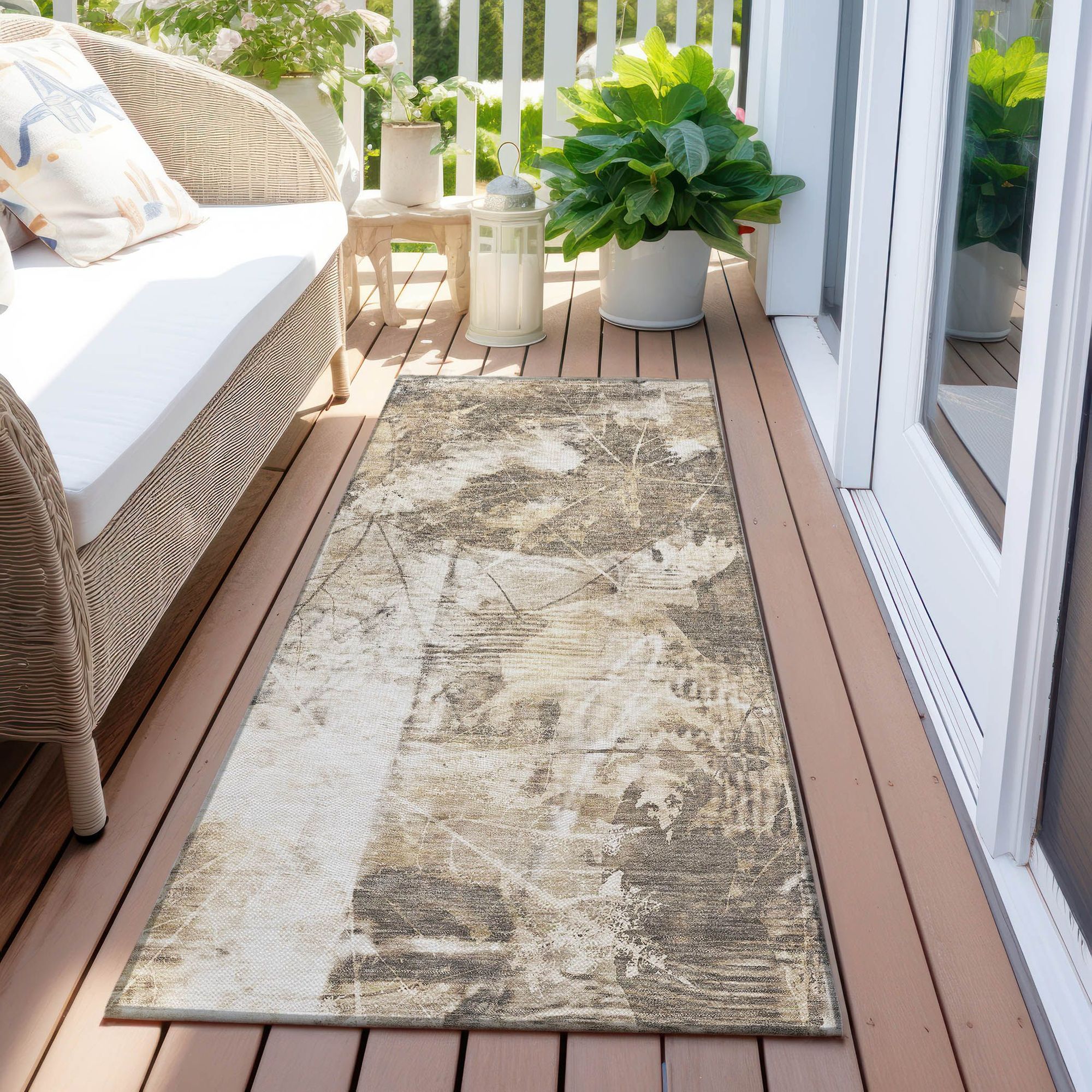 Machine Made ACN560 Beige Brown Rugs 