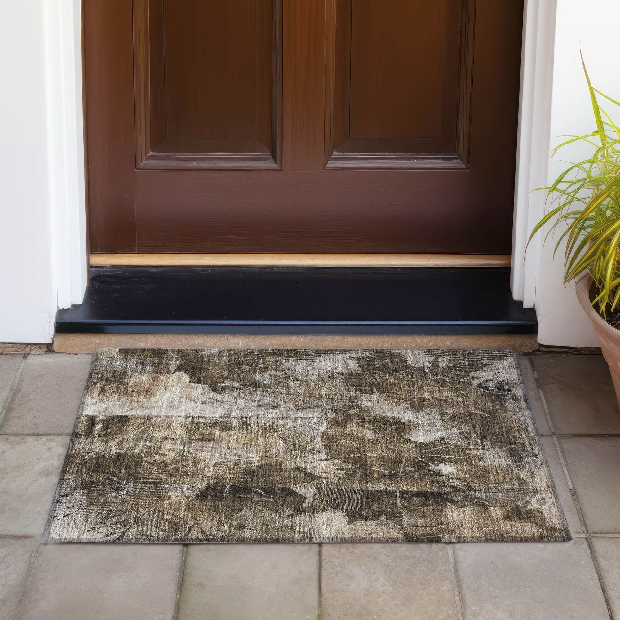 Machine Made ACN560 Taupe Brown Rugs 