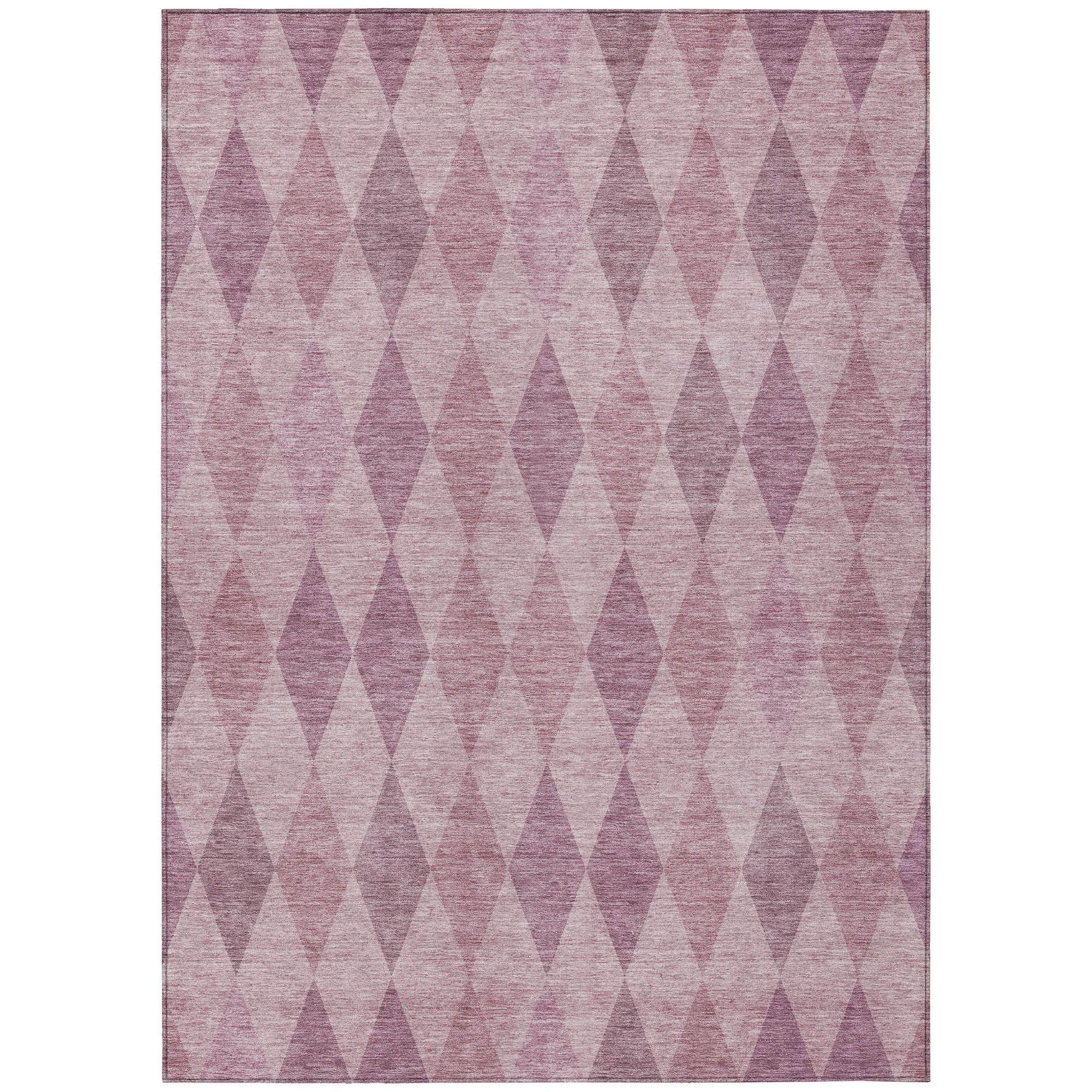 Machine Washable Blush Pink Rug - Indoor / Outdoor - Kids / Pet Friendly Geometric Print Rug