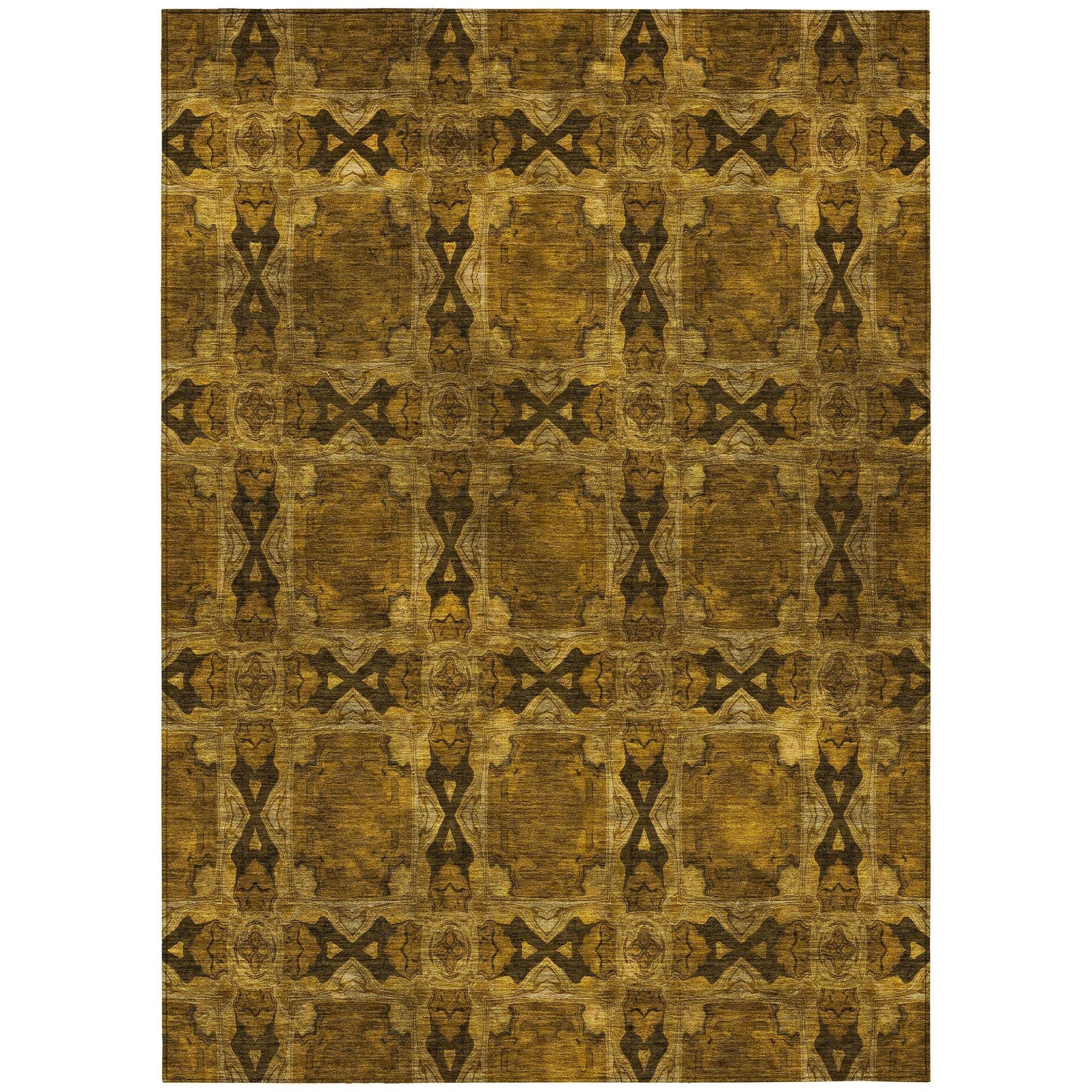 Machine Washable Chocolate Brown Rug - Indoor / Outdoor - Kids / Pet Friendly Panel Print Rug