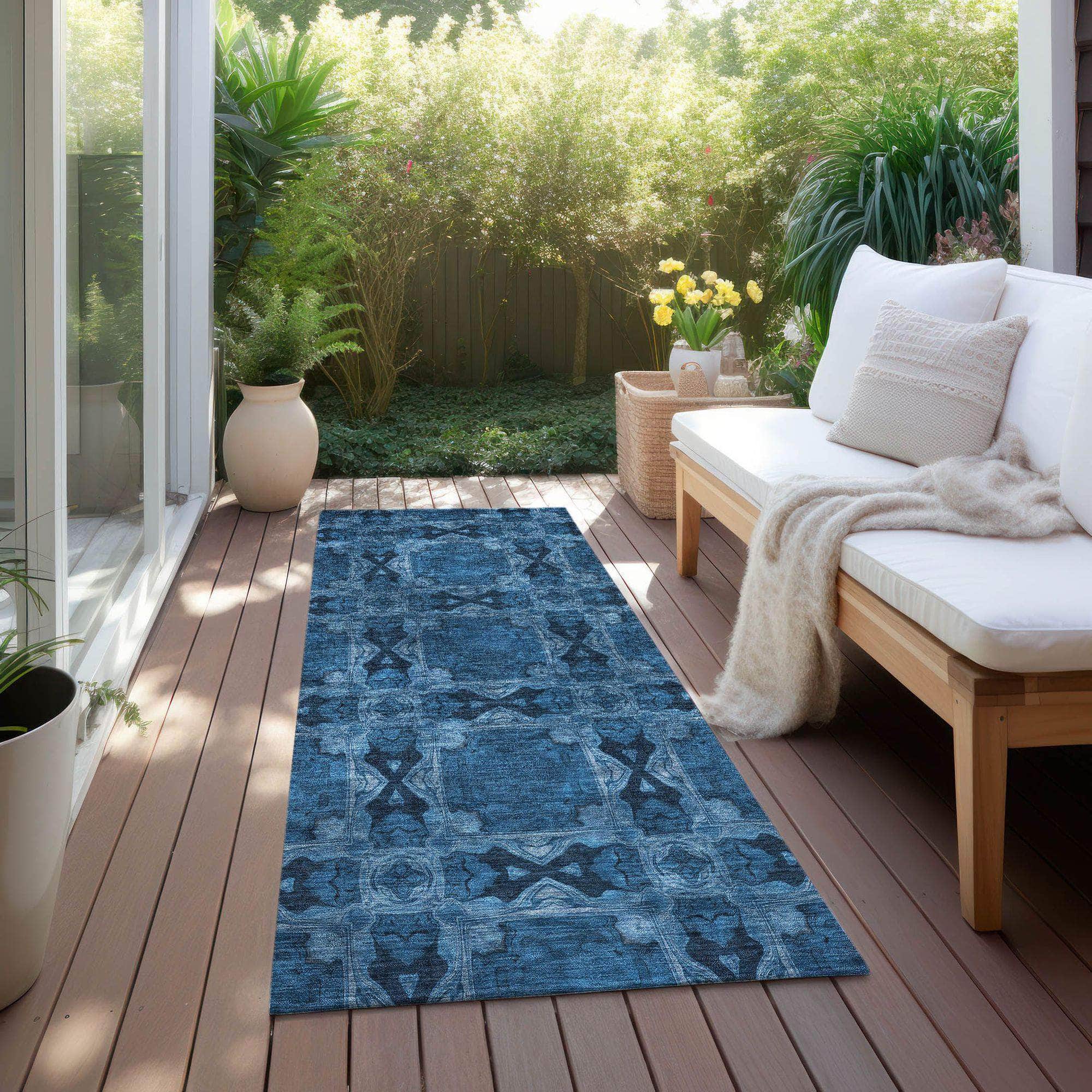 Machine Made ACN564 Navy Blue Rugs 