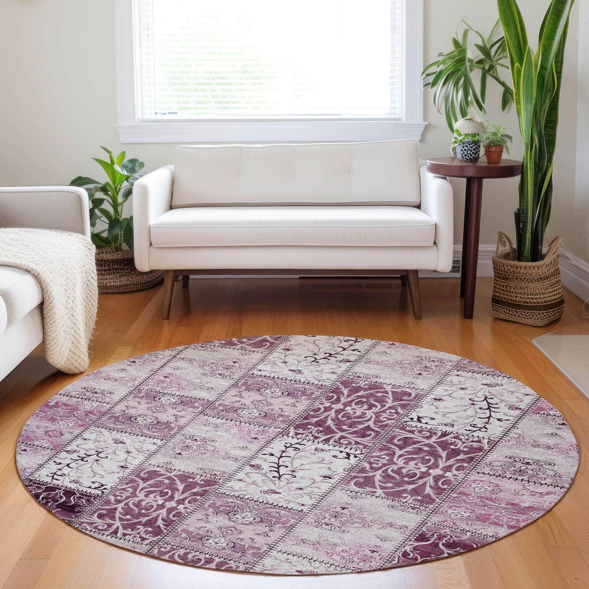 Machine Made ACN566 Burgundy Red Rugs 