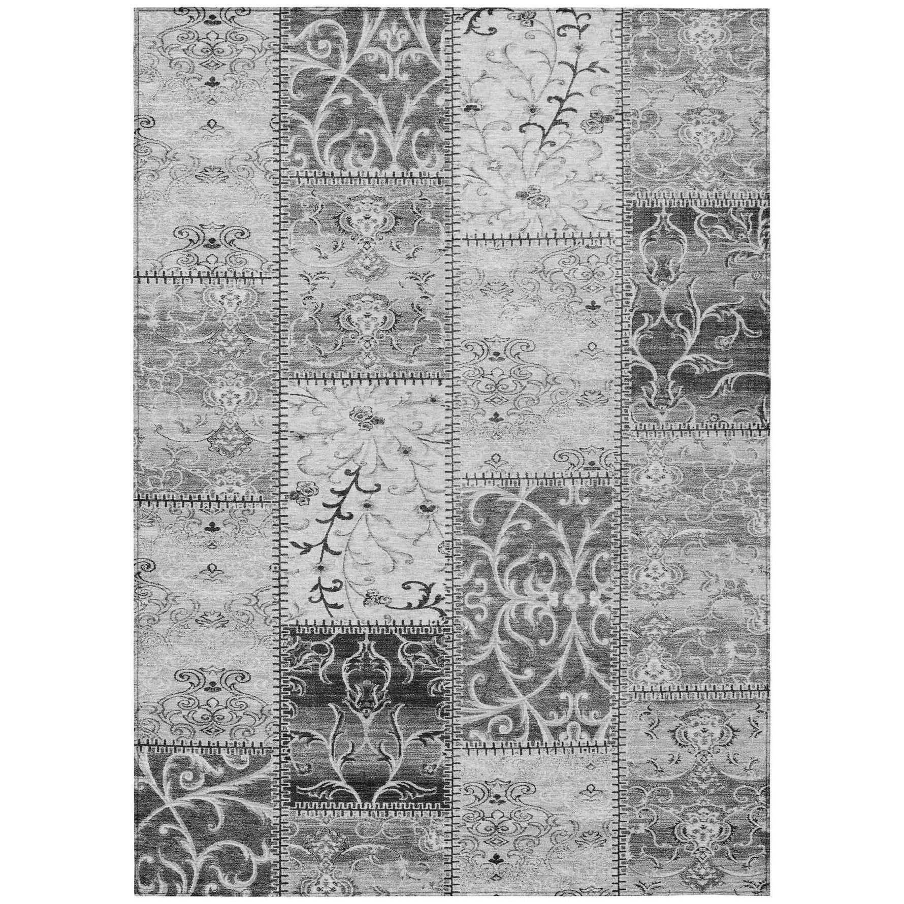 Machine Washable Gray Rug - Indoor / Outdoor - Kids / Pet Friendly Panel Print Rug
