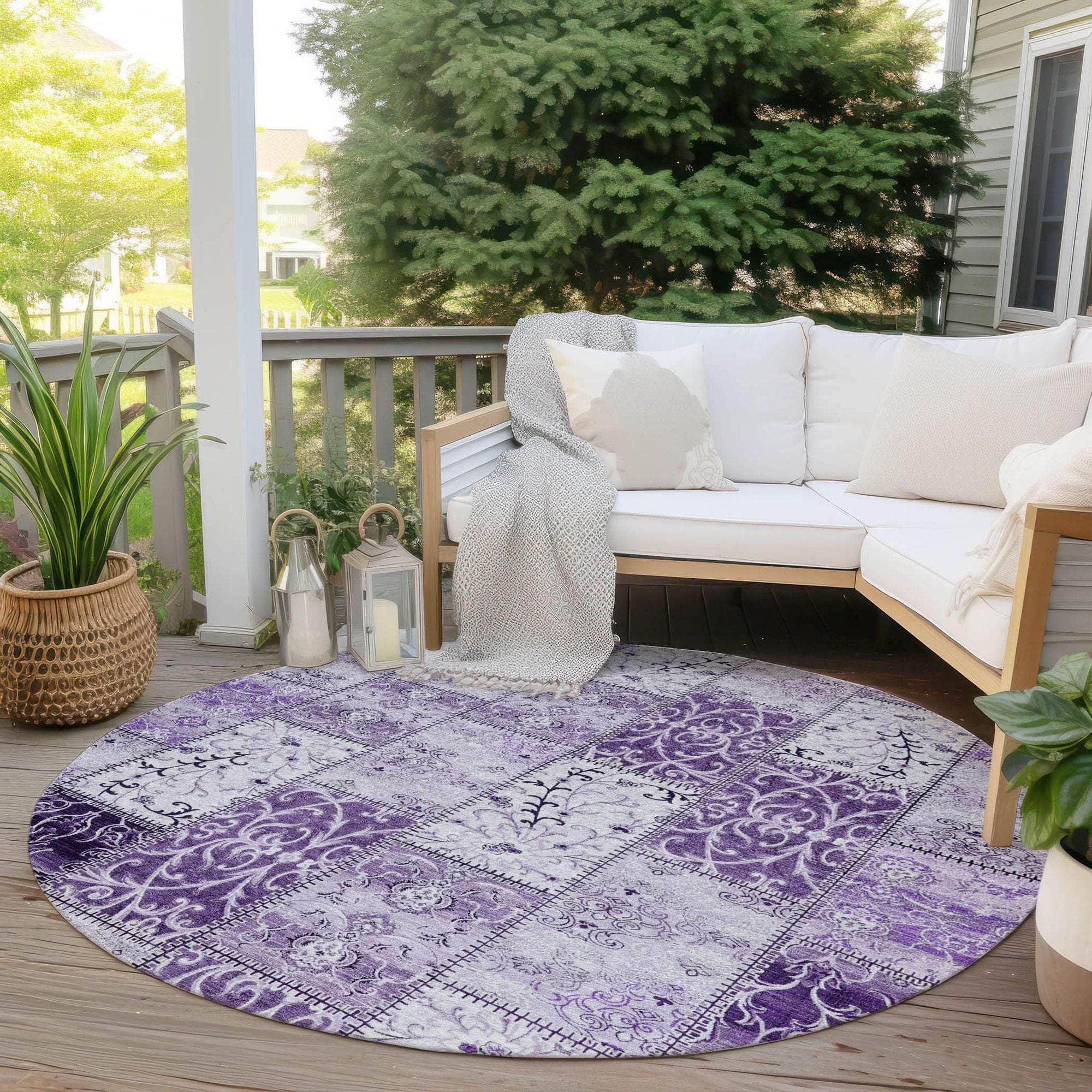 Machine Made ACN566 Purple  Rugs 