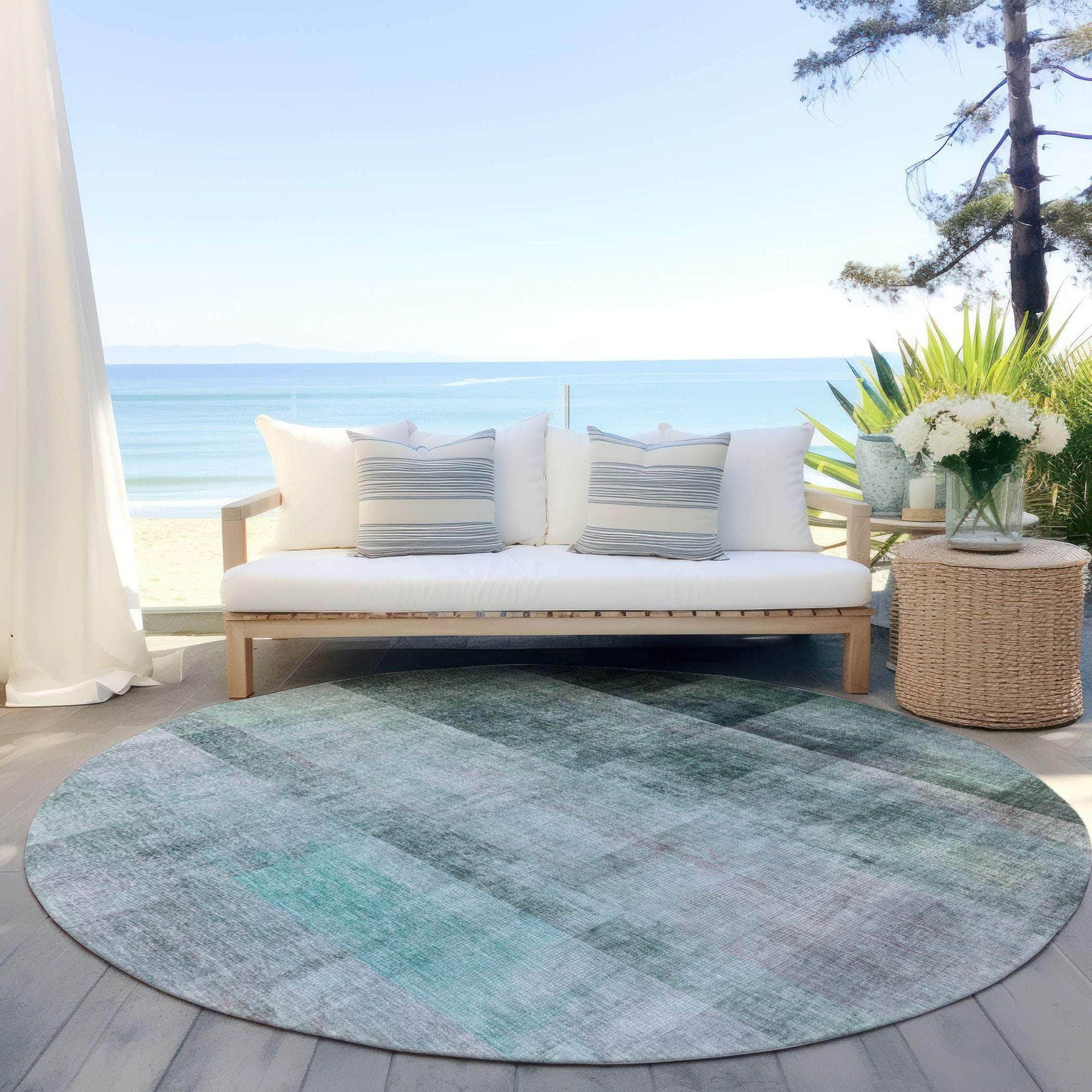 Machine Made ACN568 Teal  Rugs 