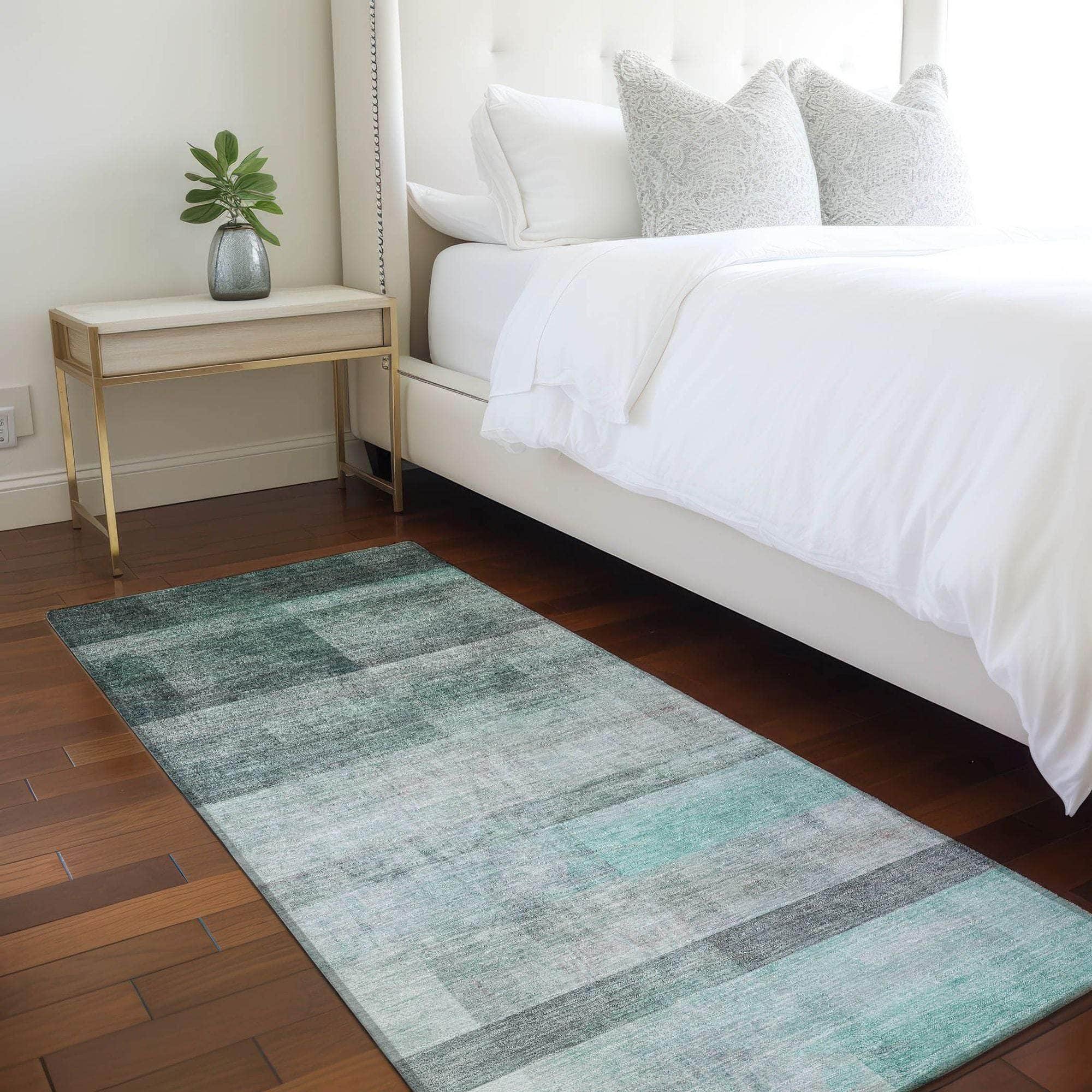 Machine Made ACN568 Teal  Rugs 