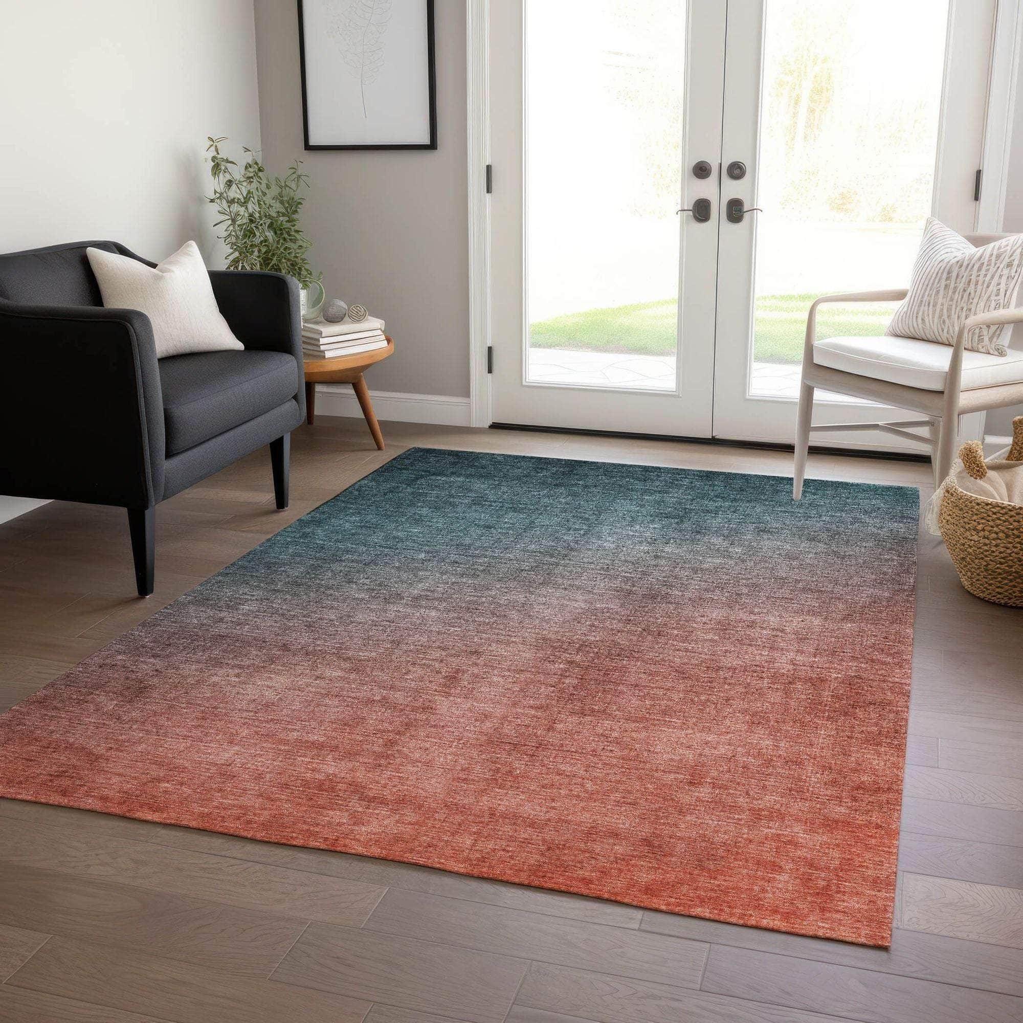 Machine Made ACN569 Teal  Rugs 