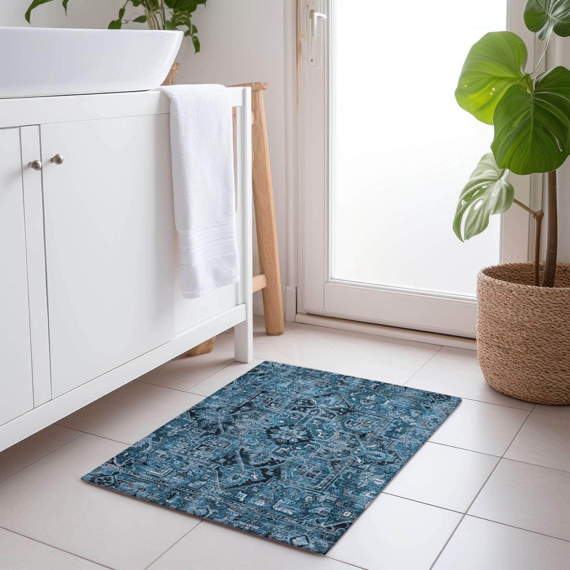 Machine Made ACN570 Blue  Rugs 