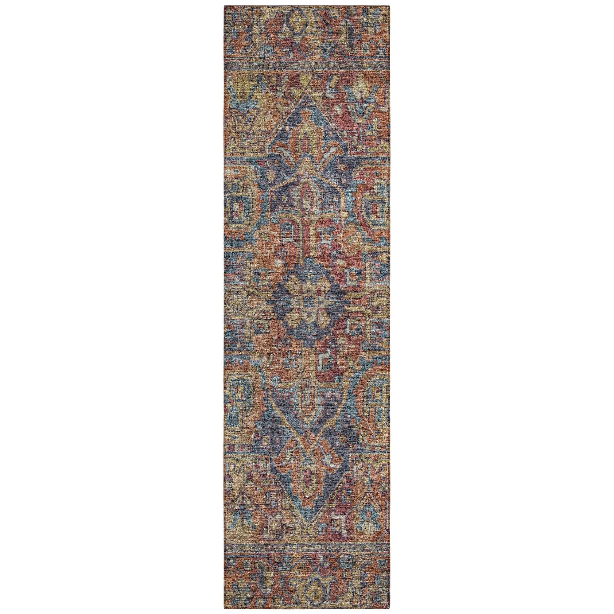 Machine Washable Red Rug - Indoor / Outdoor - Kids / Pet Friendly Oriental Print Rug