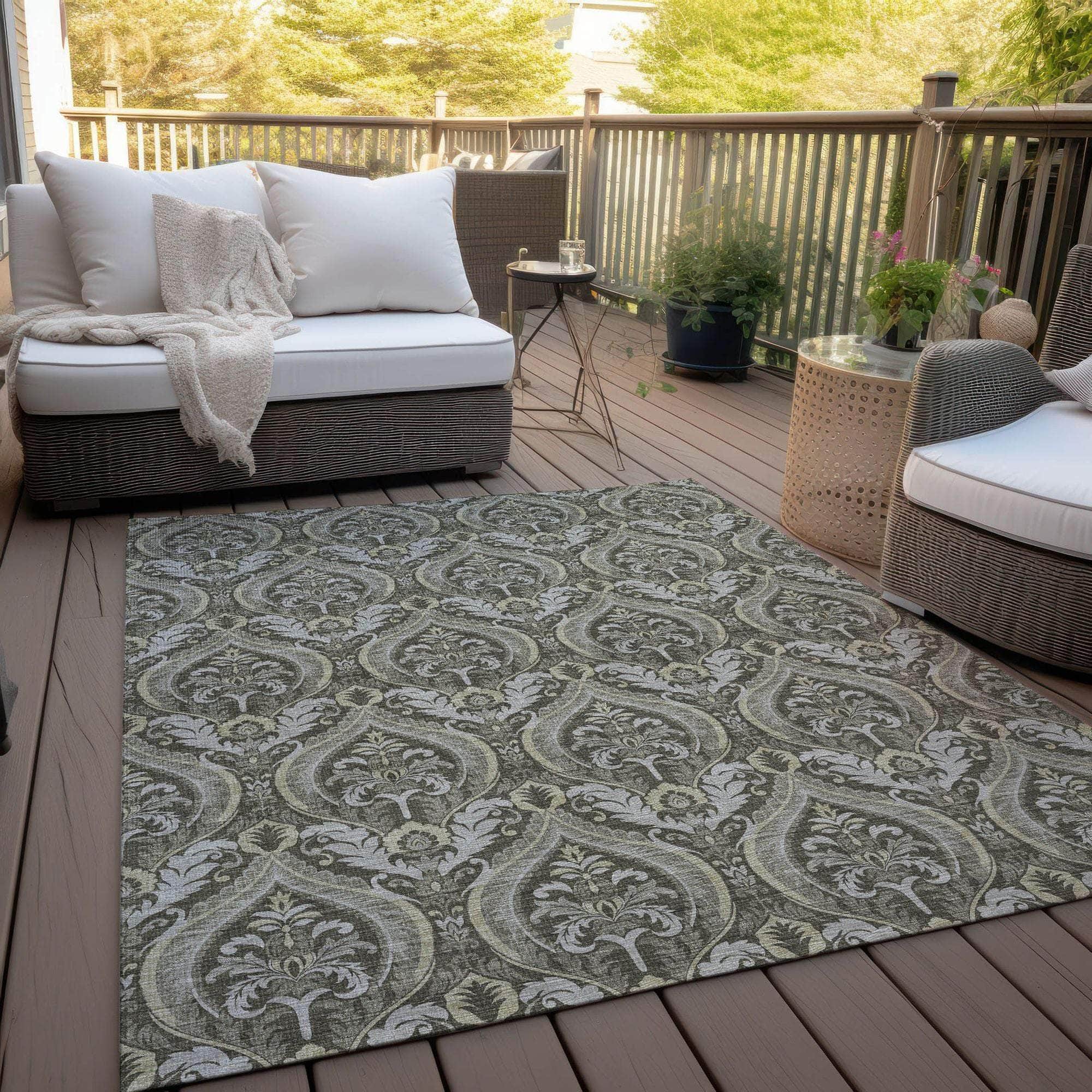 Machine Made ACN572 Taupe Brown Rugs 