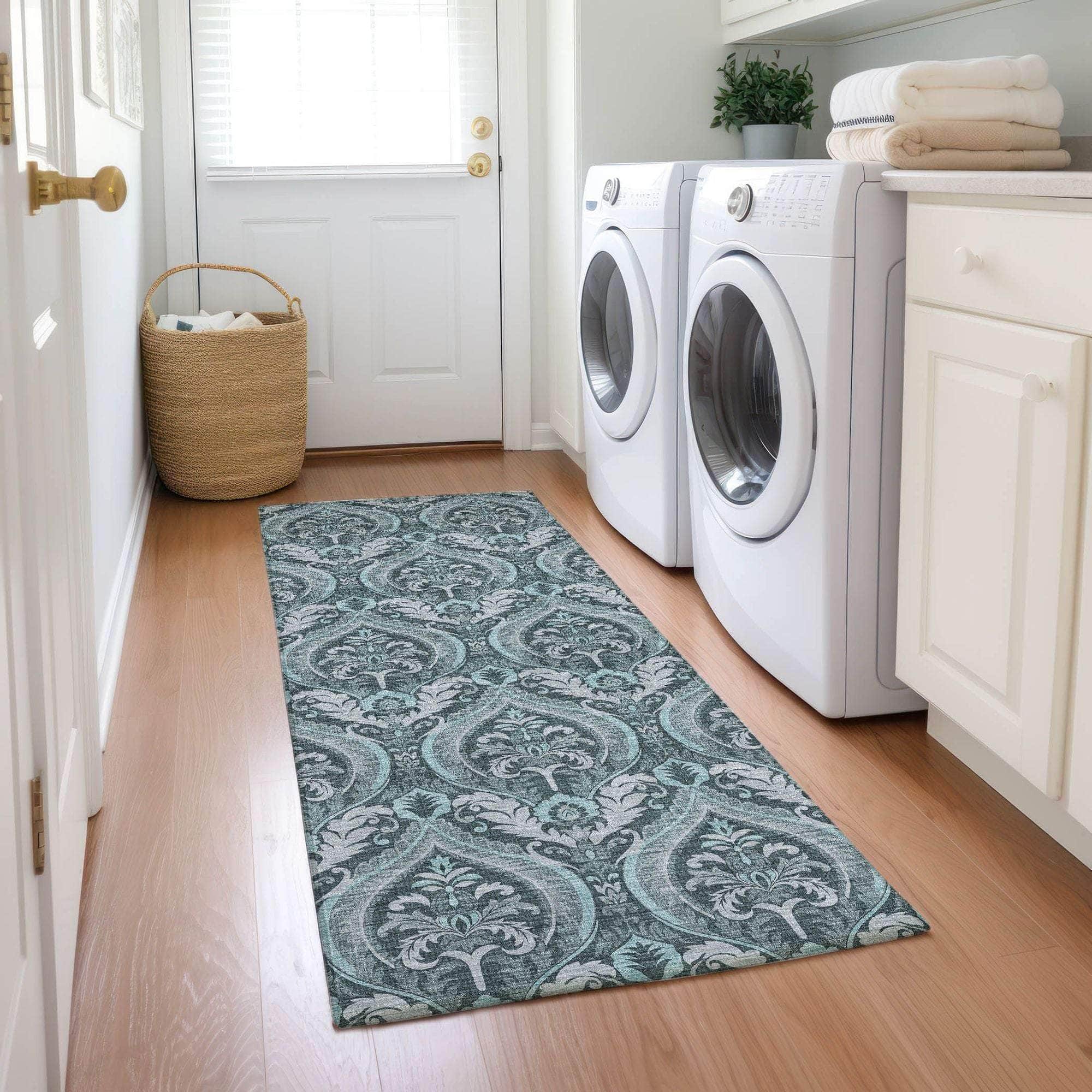 Machine Made ACN572 Teal  Rugs 