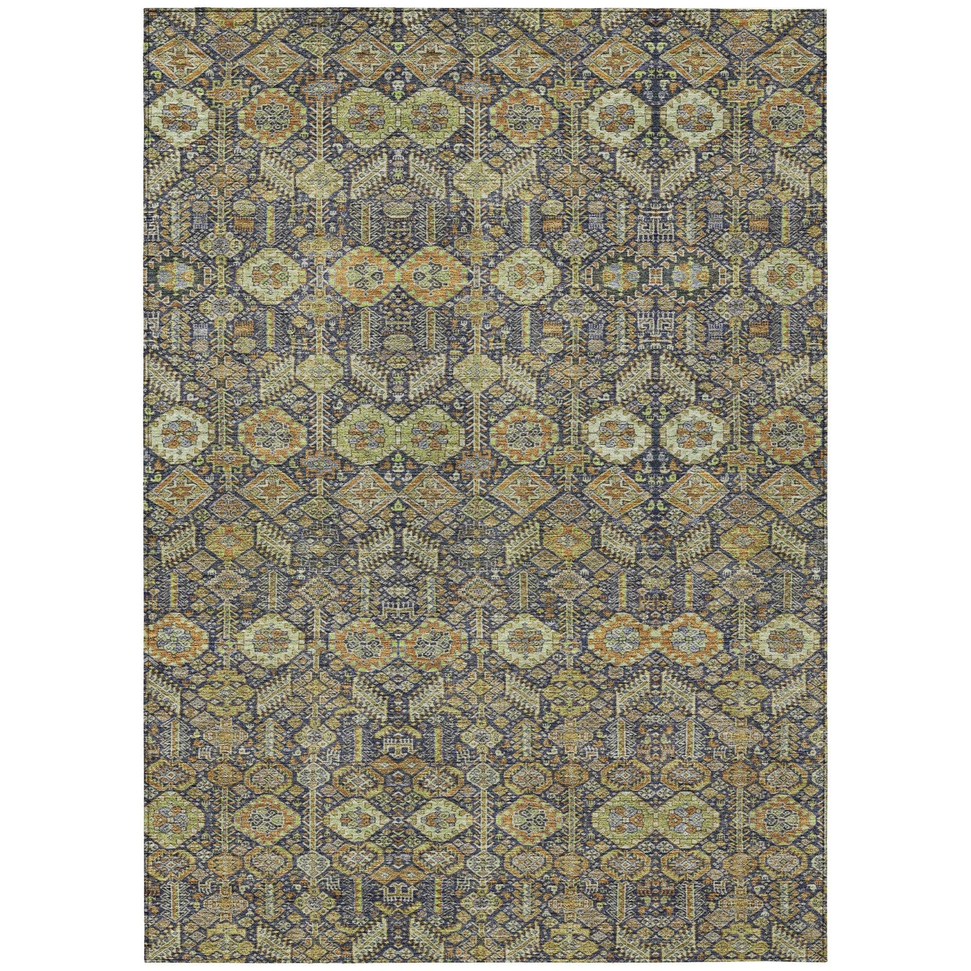 Machine Washable Paprika Orange Rug - Indoor / Outdoor - Kids / Pet Friendly Bohemian Print Rug