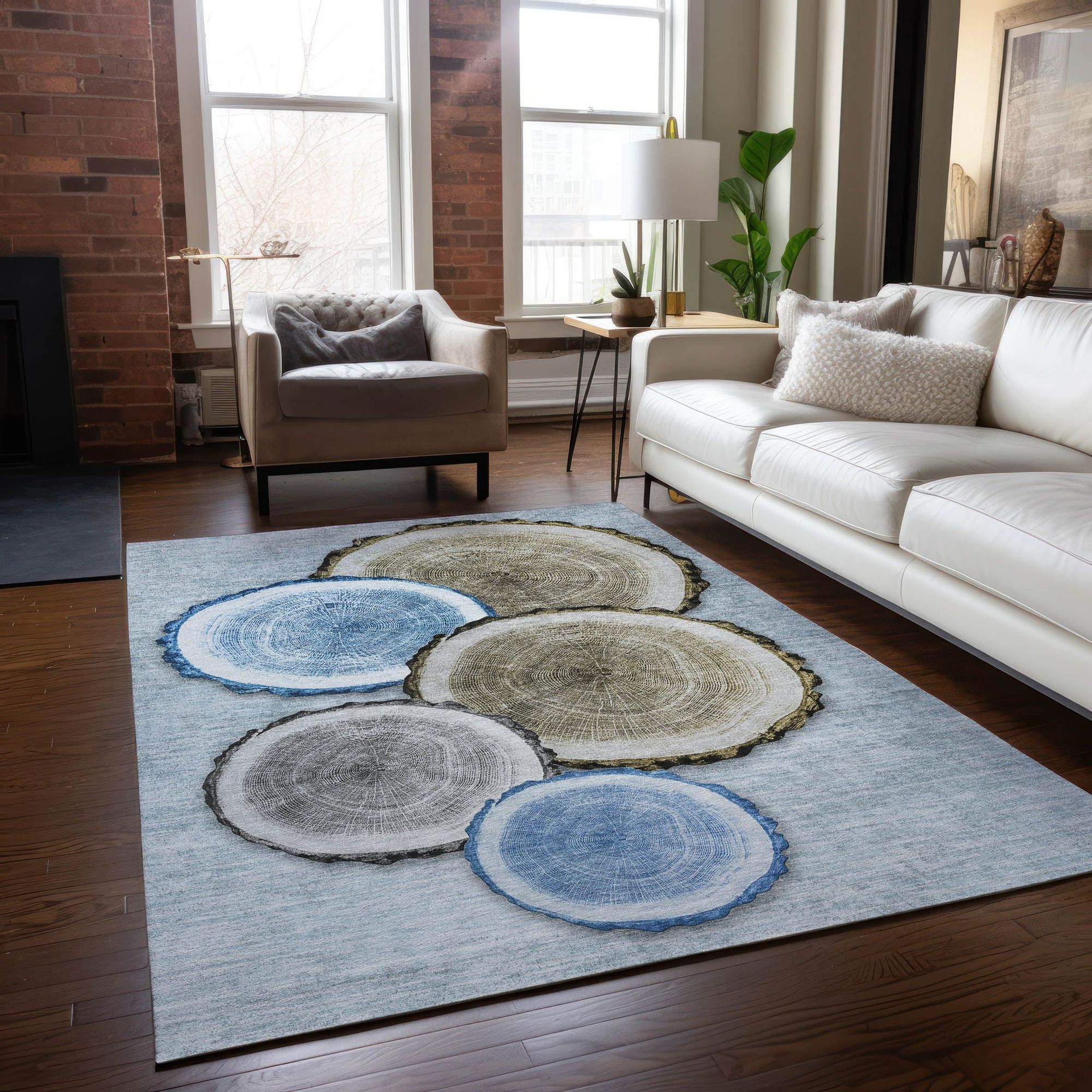 Machine Made ACN575 Blue  Rugs #color_blue 