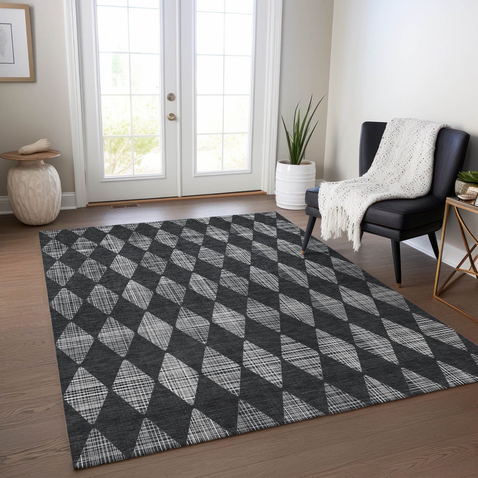 Machine Made ACN578 Charcoal Gray Rugs #color_charcoal gray