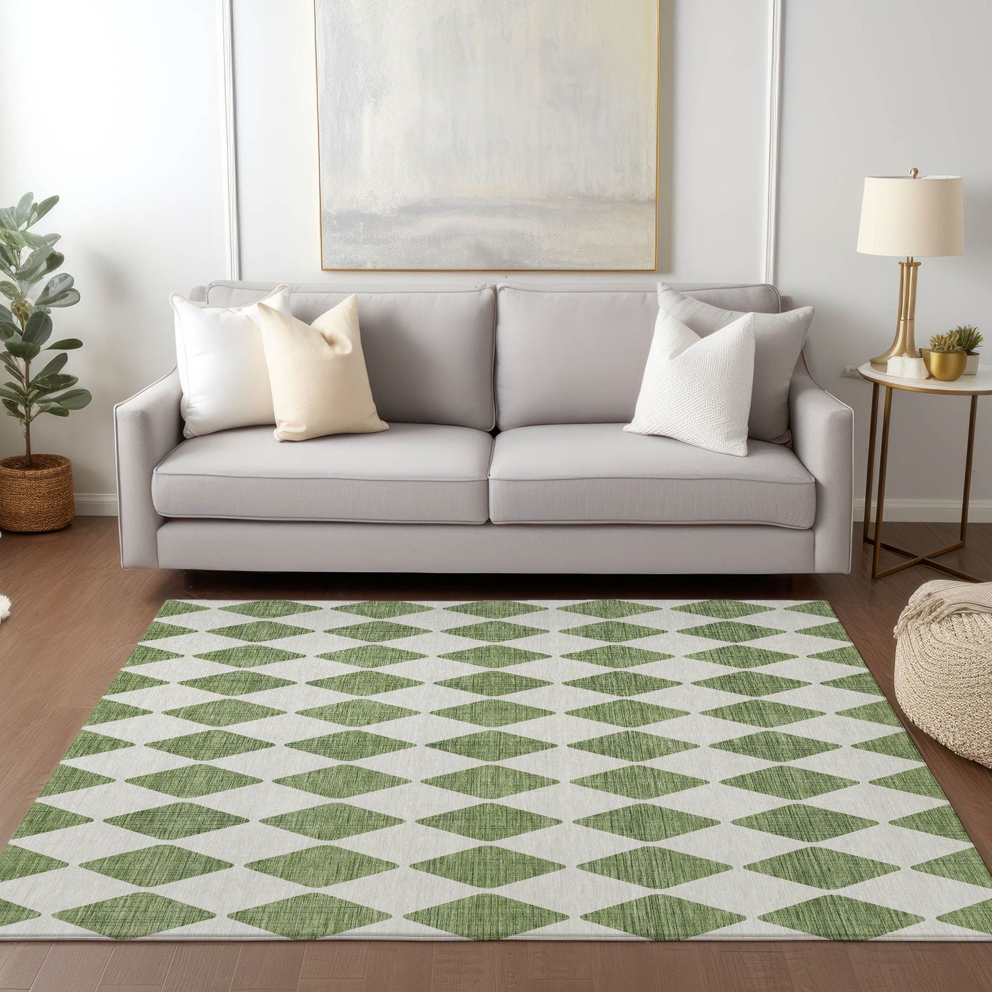 Machine Made ACN578 Green  Rugs #color_green 