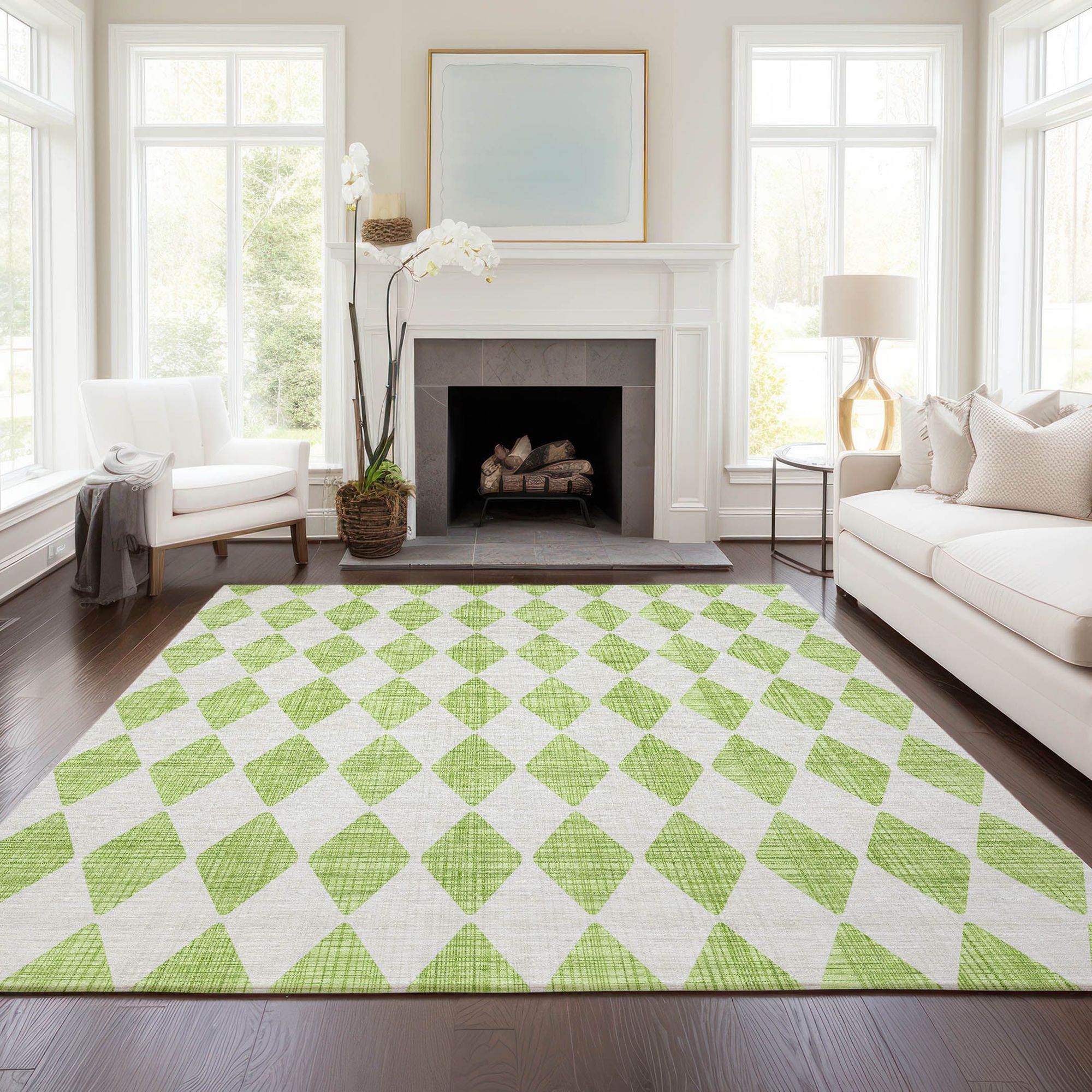 Machine Made ACN578 Lime Green Rugs #color_lime green