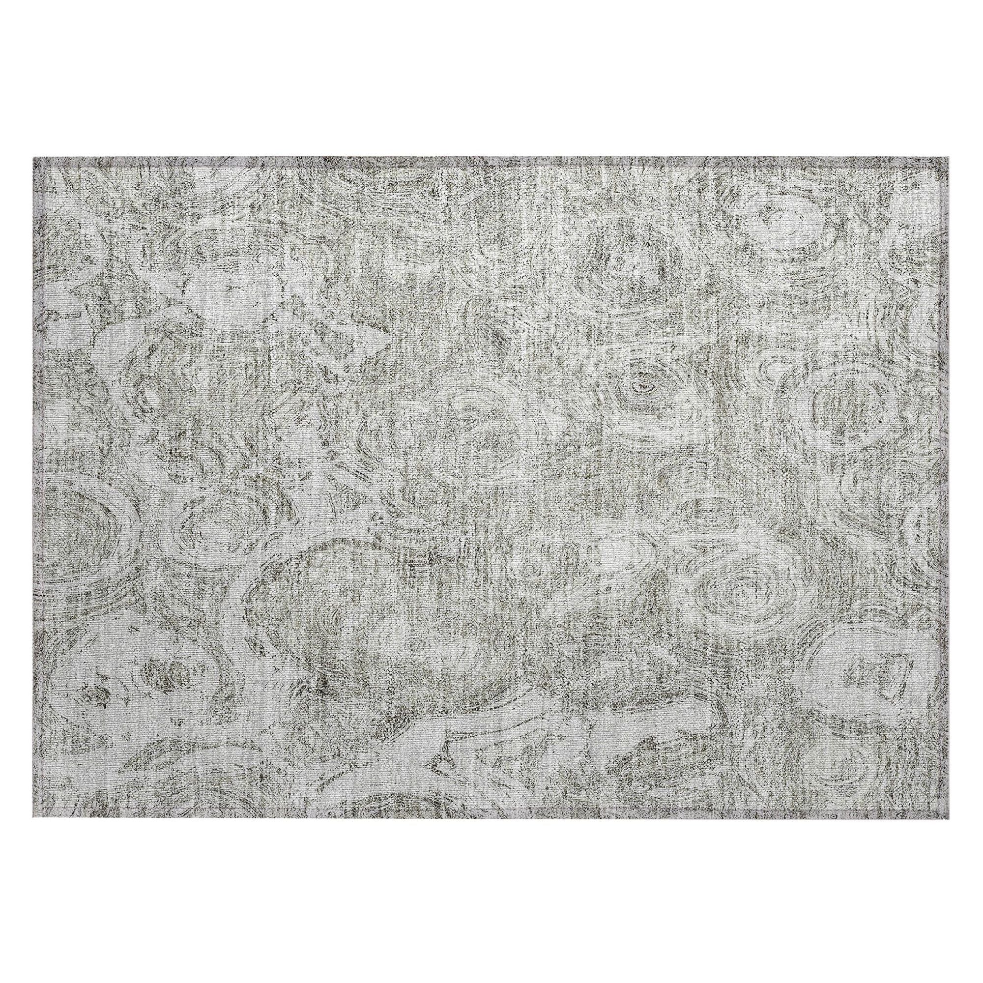 Machine Washable Ivory Rug - Indoor / Outdoor - Kids / Pet Friendly Circles Print Rug