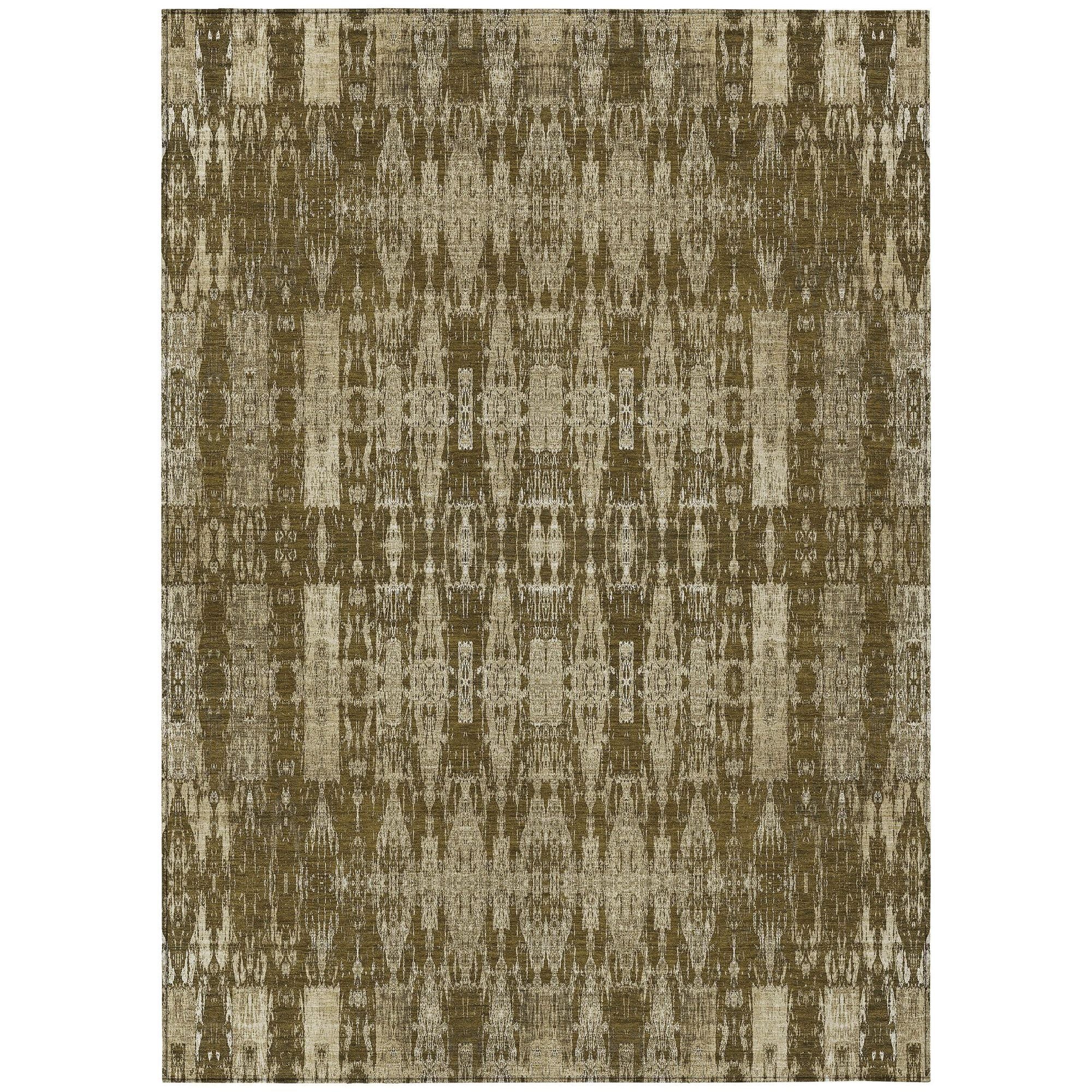 Machine Washable Chocolate Brown Rug - Indoor / Outdoor - Kids / Pet Friendly Moroccan Print Rug