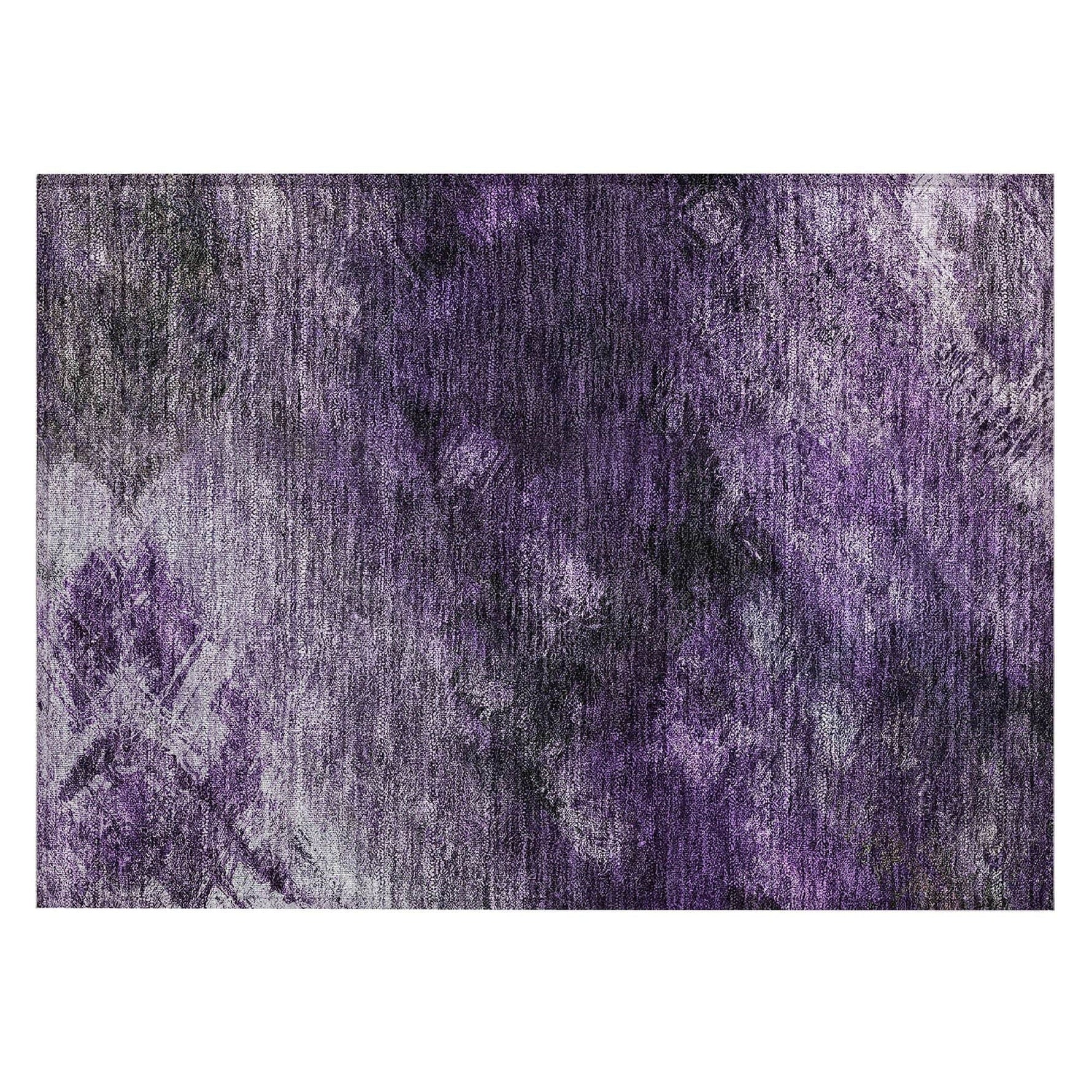 Machine Washable Purple Rug - Indoor / Outdoor - Kids / Pet Friendly Modern Print Rug