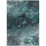 Machine Washable Teal Rug - Indoor / Outdoor - Kids / Pet Friendly Modern Print Rug