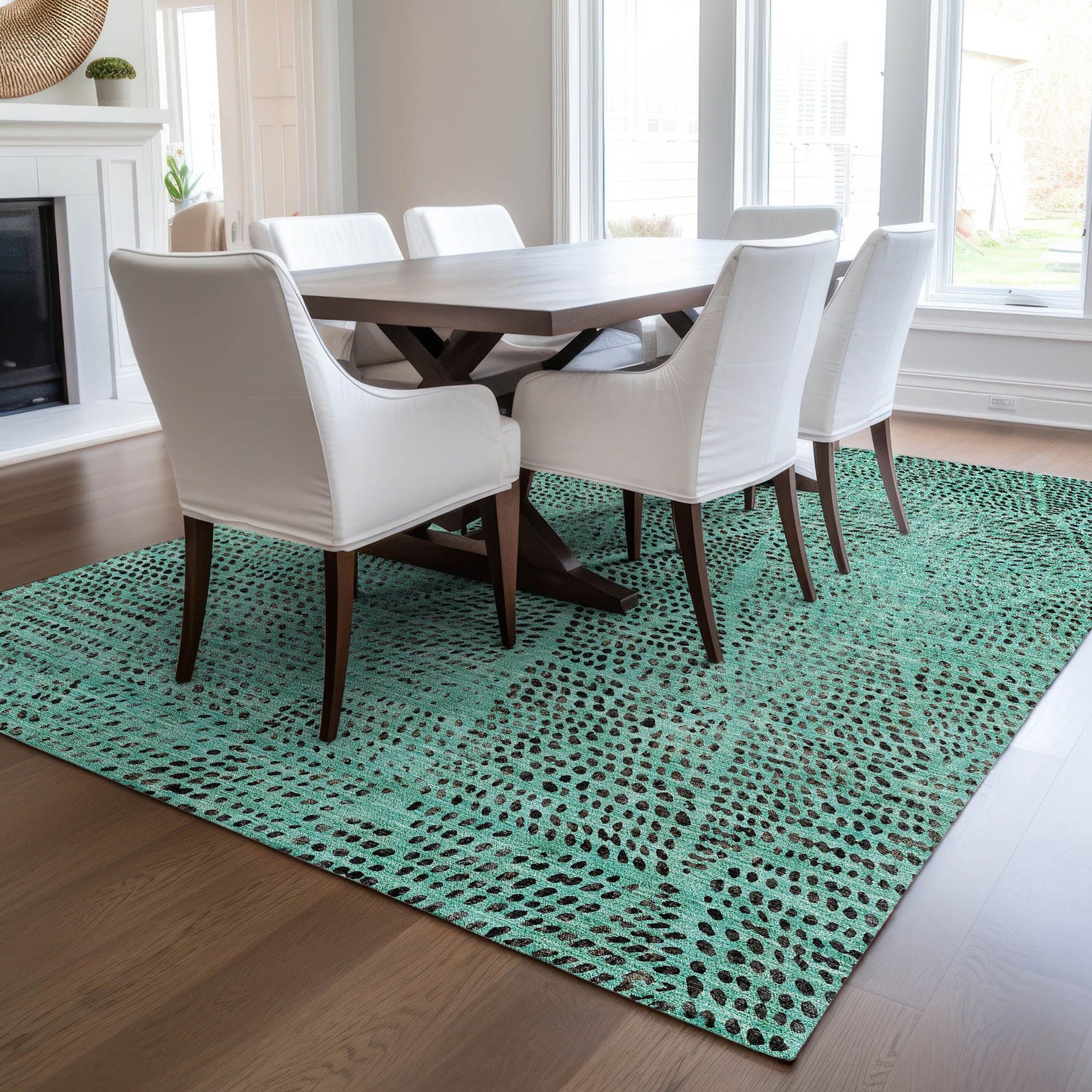 Machine Made ACN591 Teal  Rugs #color_teal 