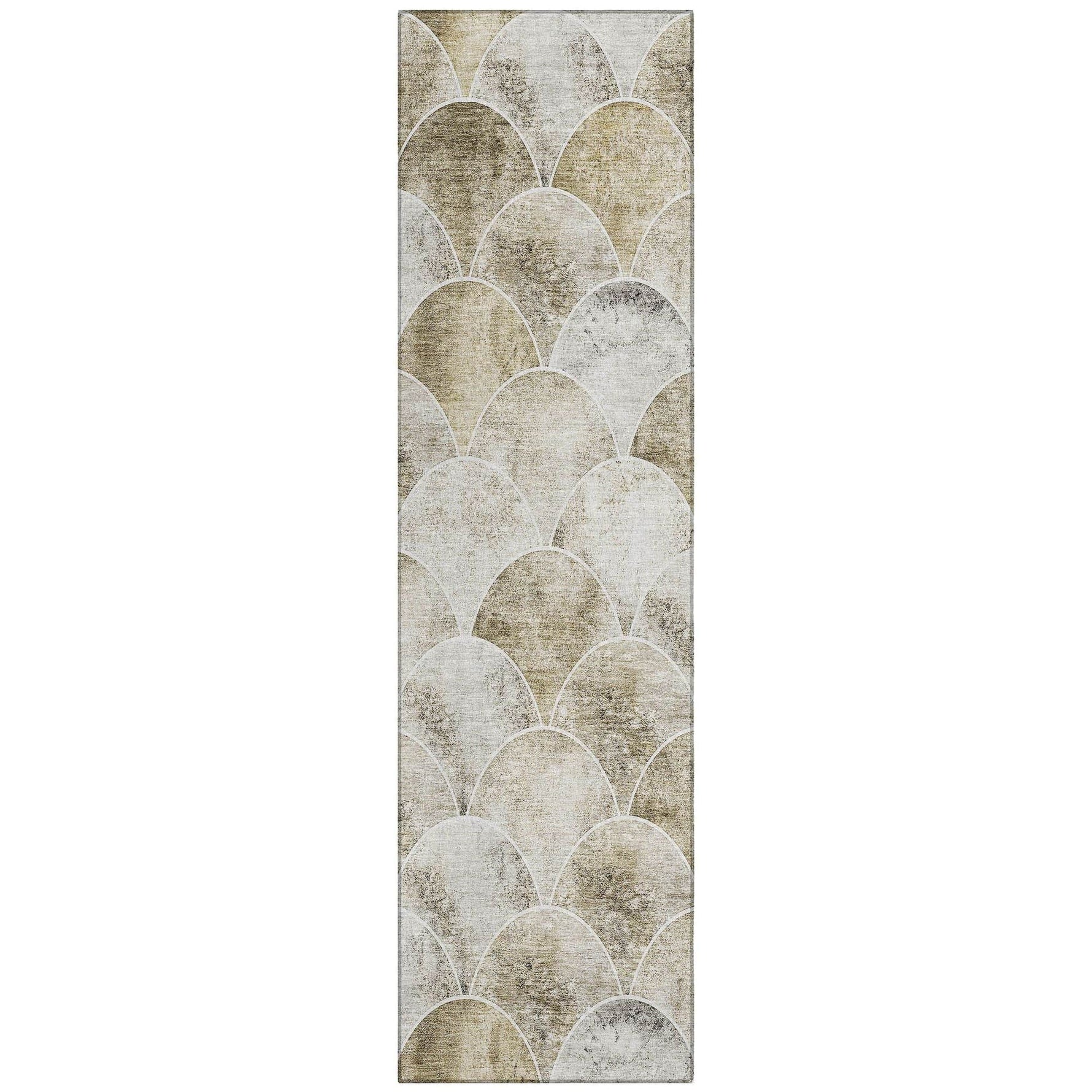 Machine Washable Beige Brown Rug - Indoor / Outdoor - Kids / Pet Friendly Modern Print Rug