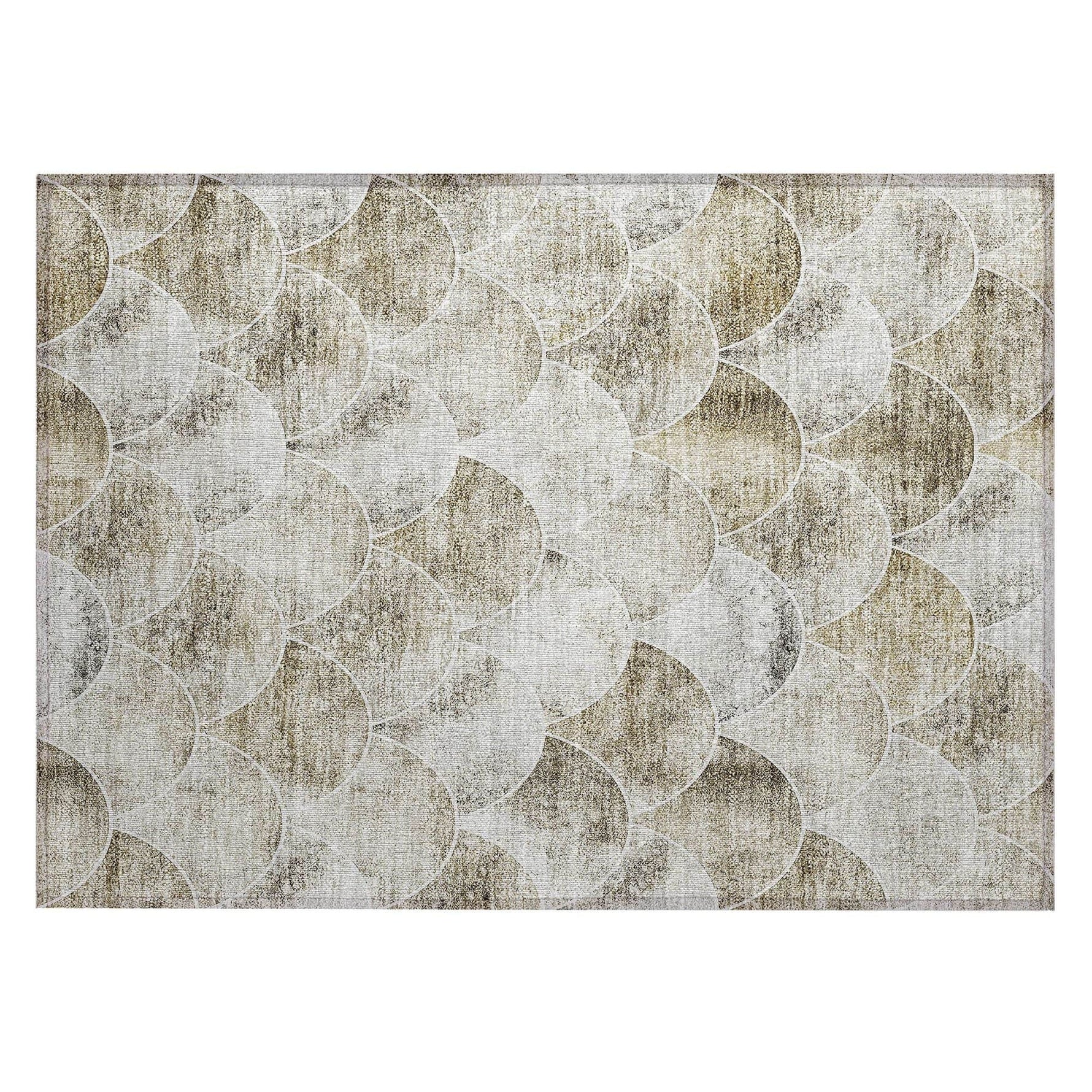 Machine Washable Beige Brown Rug - Indoor / Outdoor - Kids / Pet Friendly Modern Print Rug
