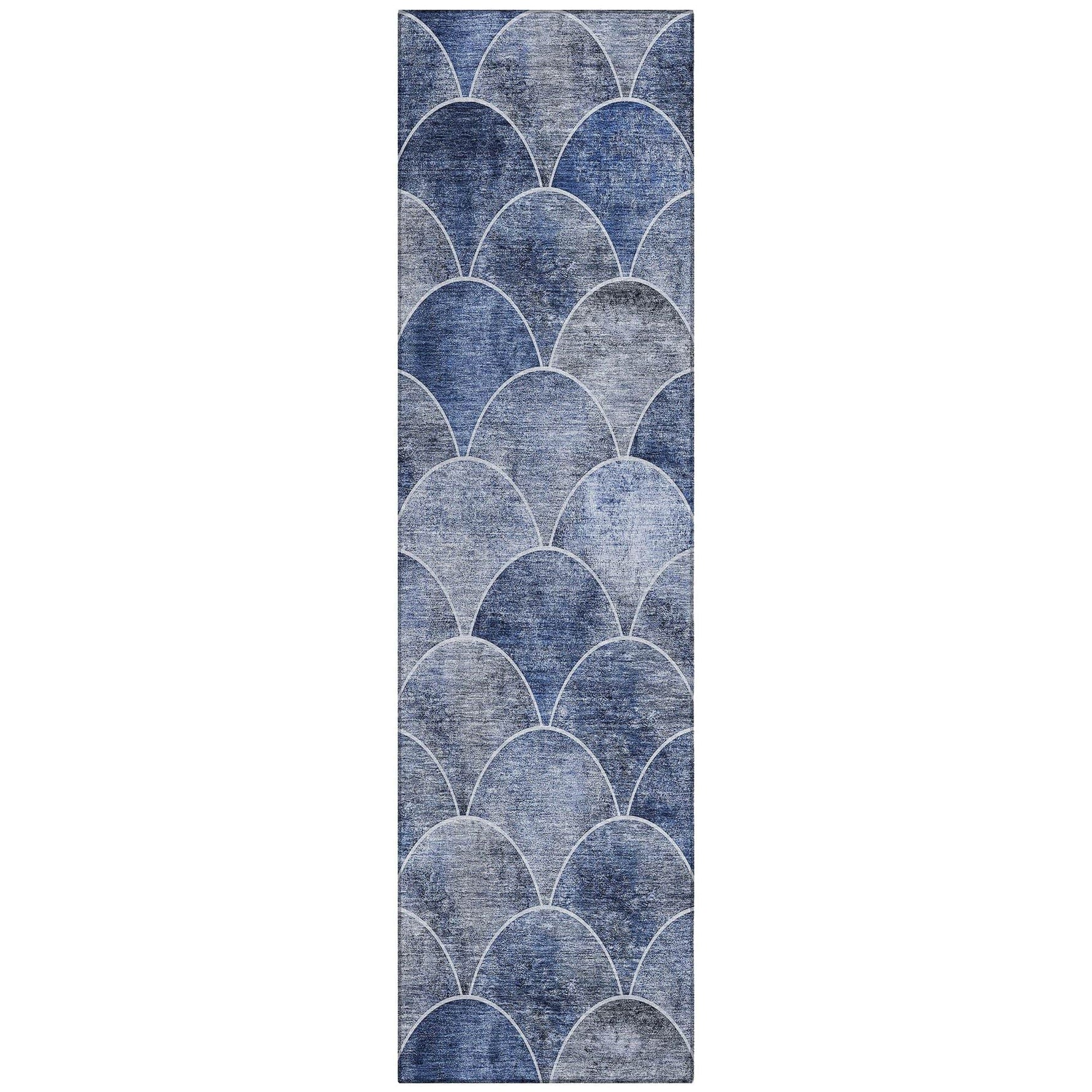 Machine Washable Blue Rug - Indoor / Outdoor - Kids / Pet Friendly Modern Print Rug