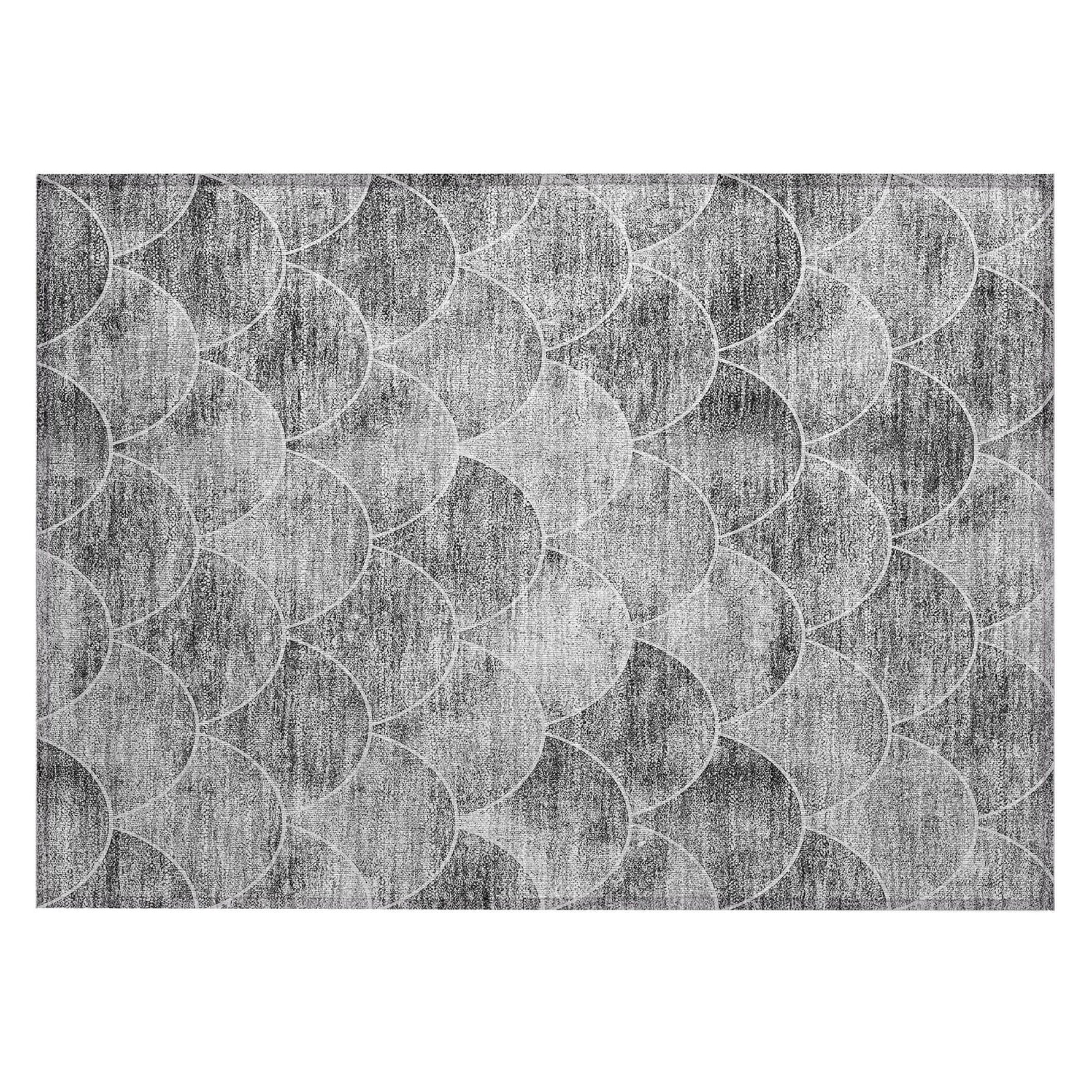 Machine Washable Gray Rug - Indoor / Outdoor - Kids / Pet Friendly Modern Print Rug