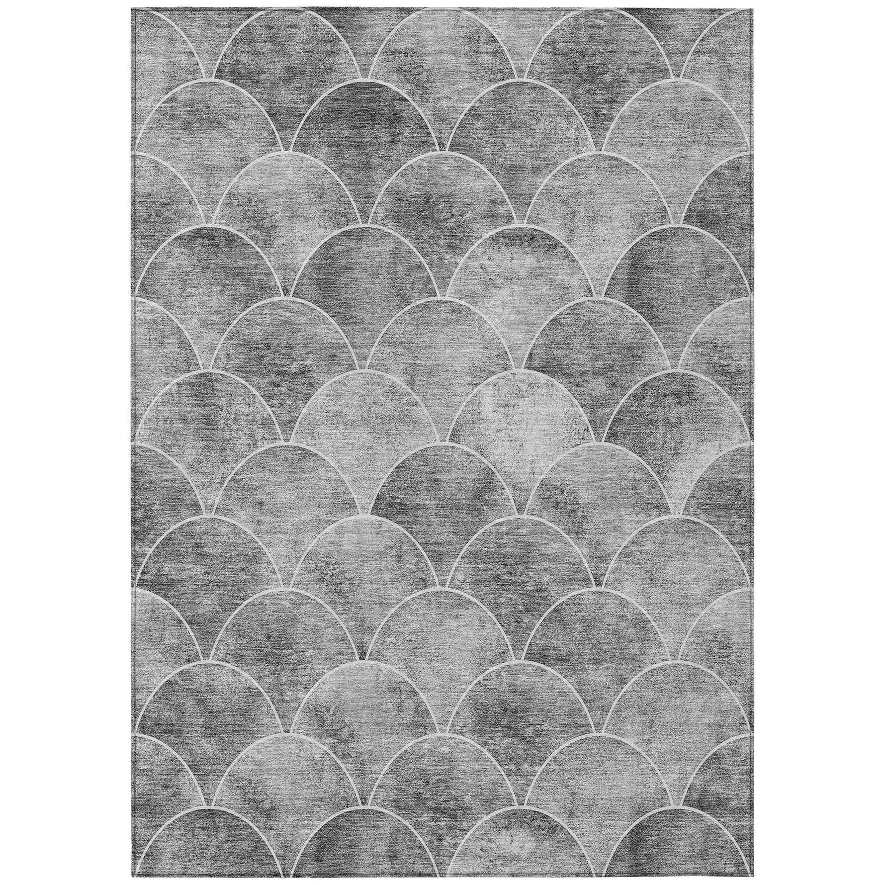 Machine Washable Gray Rug - Indoor / Outdoor - Kids / Pet Friendly Modern Print Rug