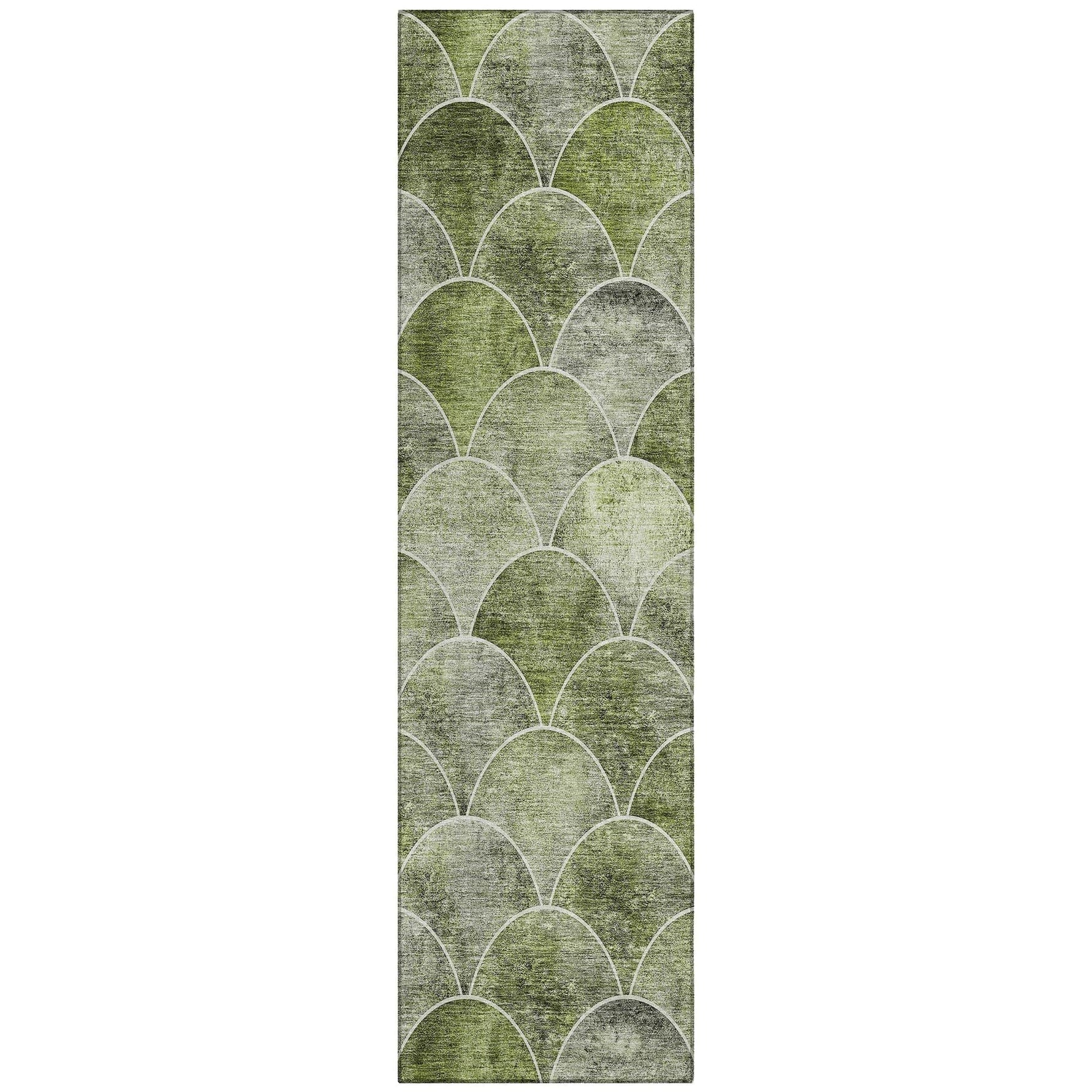 Machine Washable Green Rug - Indoor / Outdoor - Kids / Pet Friendly Modern Print Rug