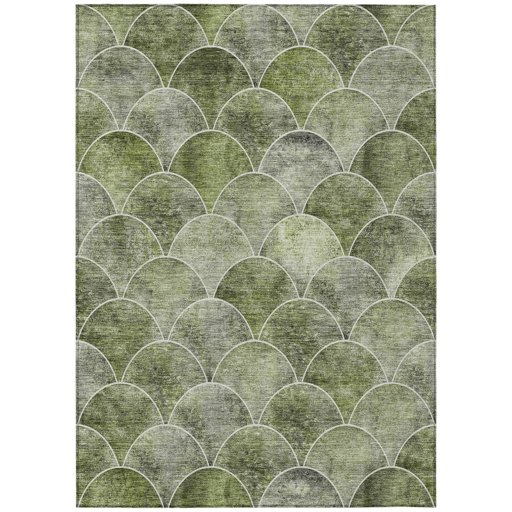 Machine Washable Green Rug - Indoor / Outdoor - Kids / Pet Friendly Modern Print Rug