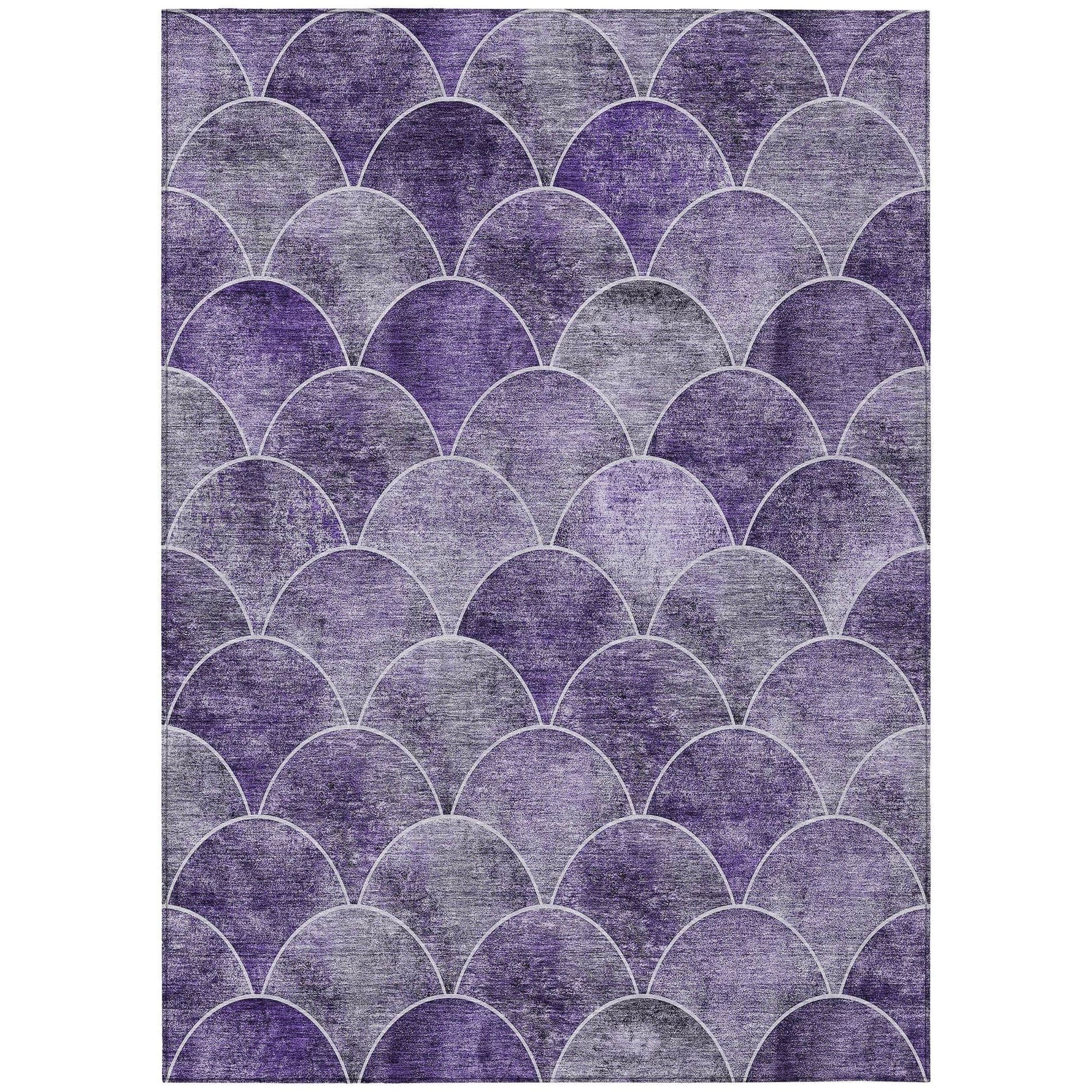 Machine Washable Purple Rug - Indoor / Outdoor - Kids / Pet Friendly Modern Print Rug