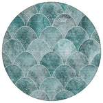 Machine Washable Teal Rug - Indoor / Outdoor - Kids / Pet Friendly Modern Print Rug